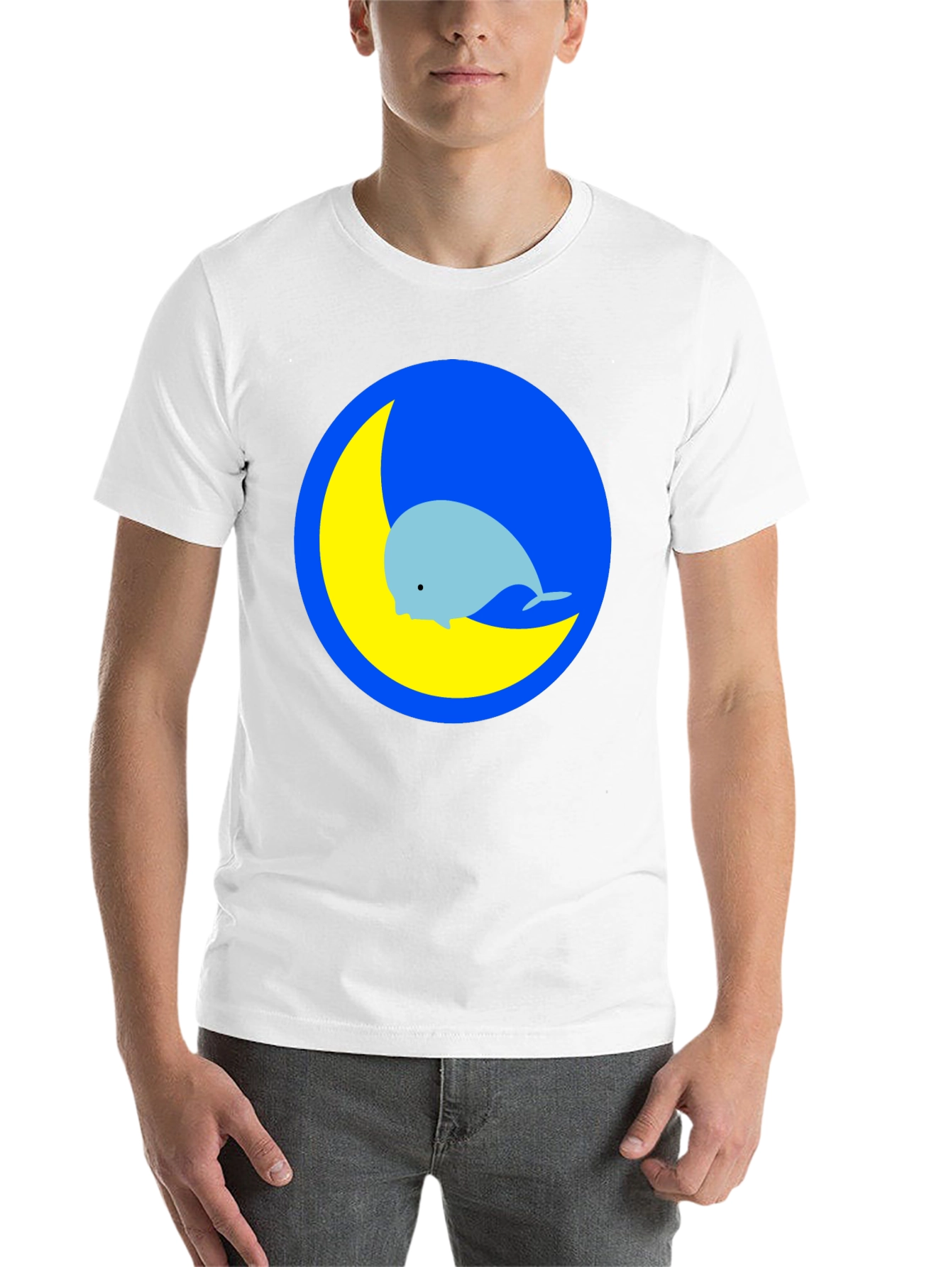 Black Whimsical Whale & Moon Graphic Tee - Black Cotton Blend view 14