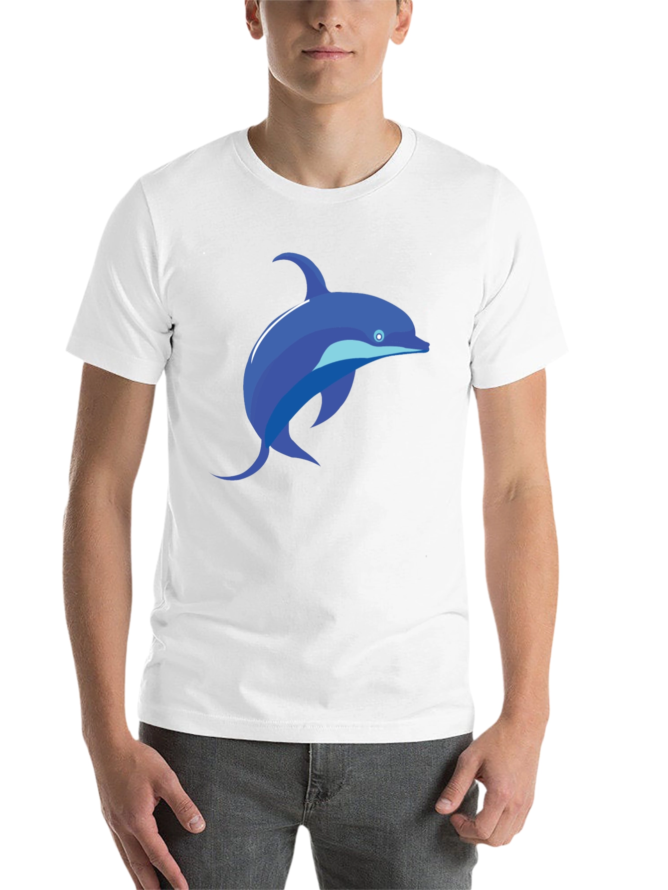 Black Black T-Shirt with Blue Dolphin Graphic Tee view 14
