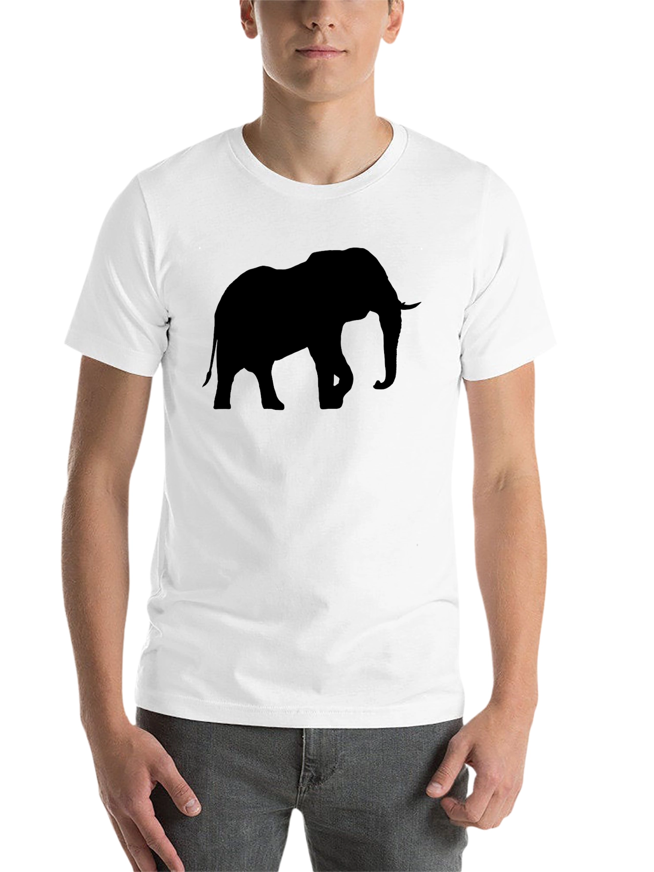 Black Elephant Silhouette Black T-Shirt view 14