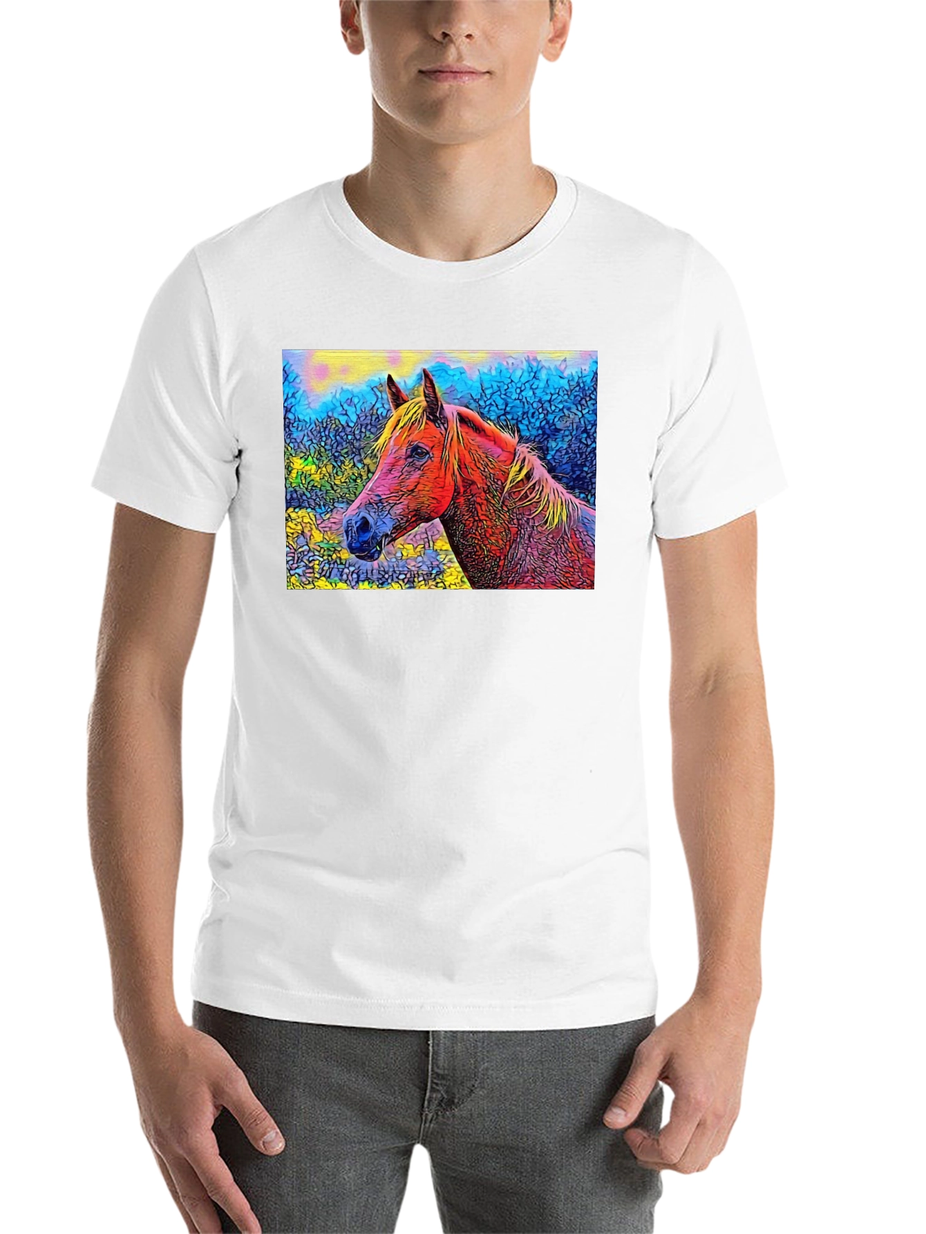 Black Horse Art T-Shirt - Unique Graphic Tee view 14