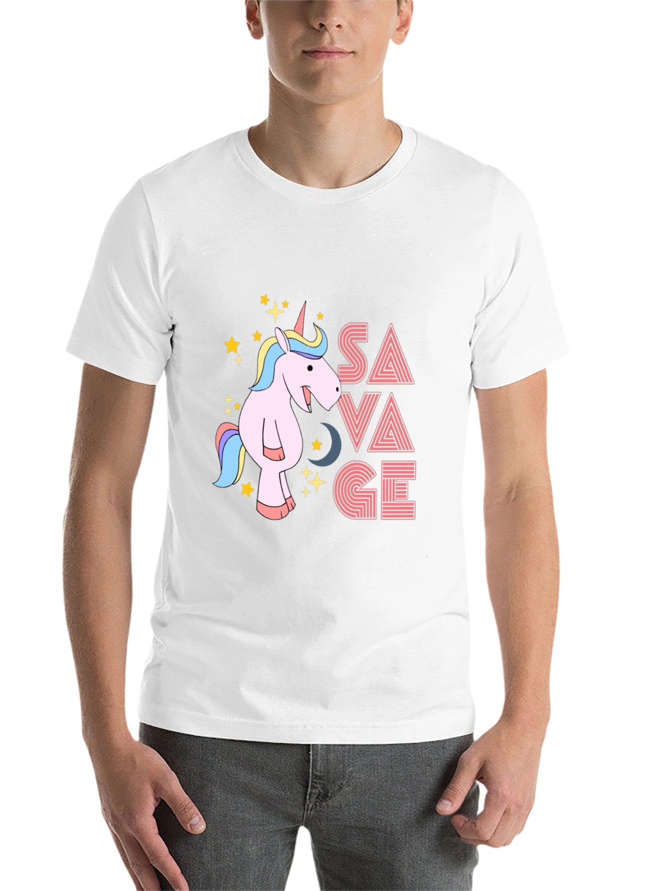 Black Savage Unicorn Graphic Tee - Black Cotton view 14