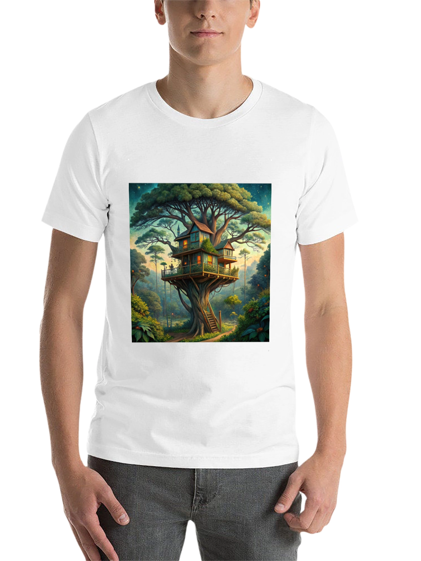 Black Treehouse Graphic Tee - Nature Lover's T-Shirt view 14