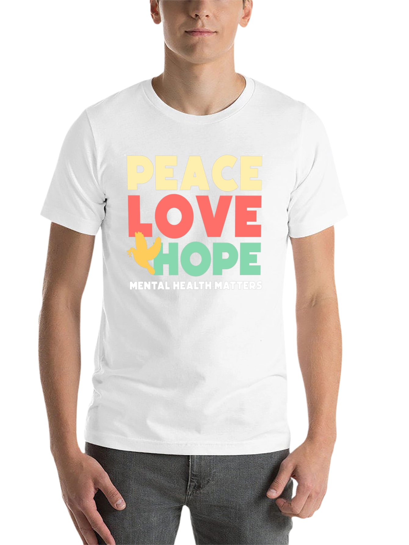 Black Peace Love Hope T-Shirt Mental Health Awareness Tee view 14