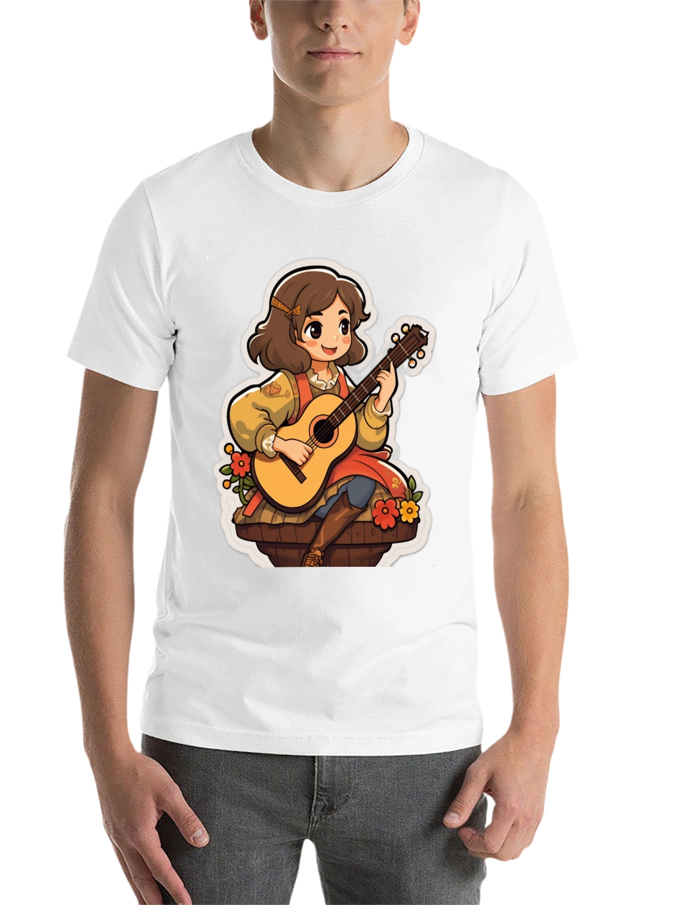 Black Guitar Girl T-Shirt - Musical Style view 14