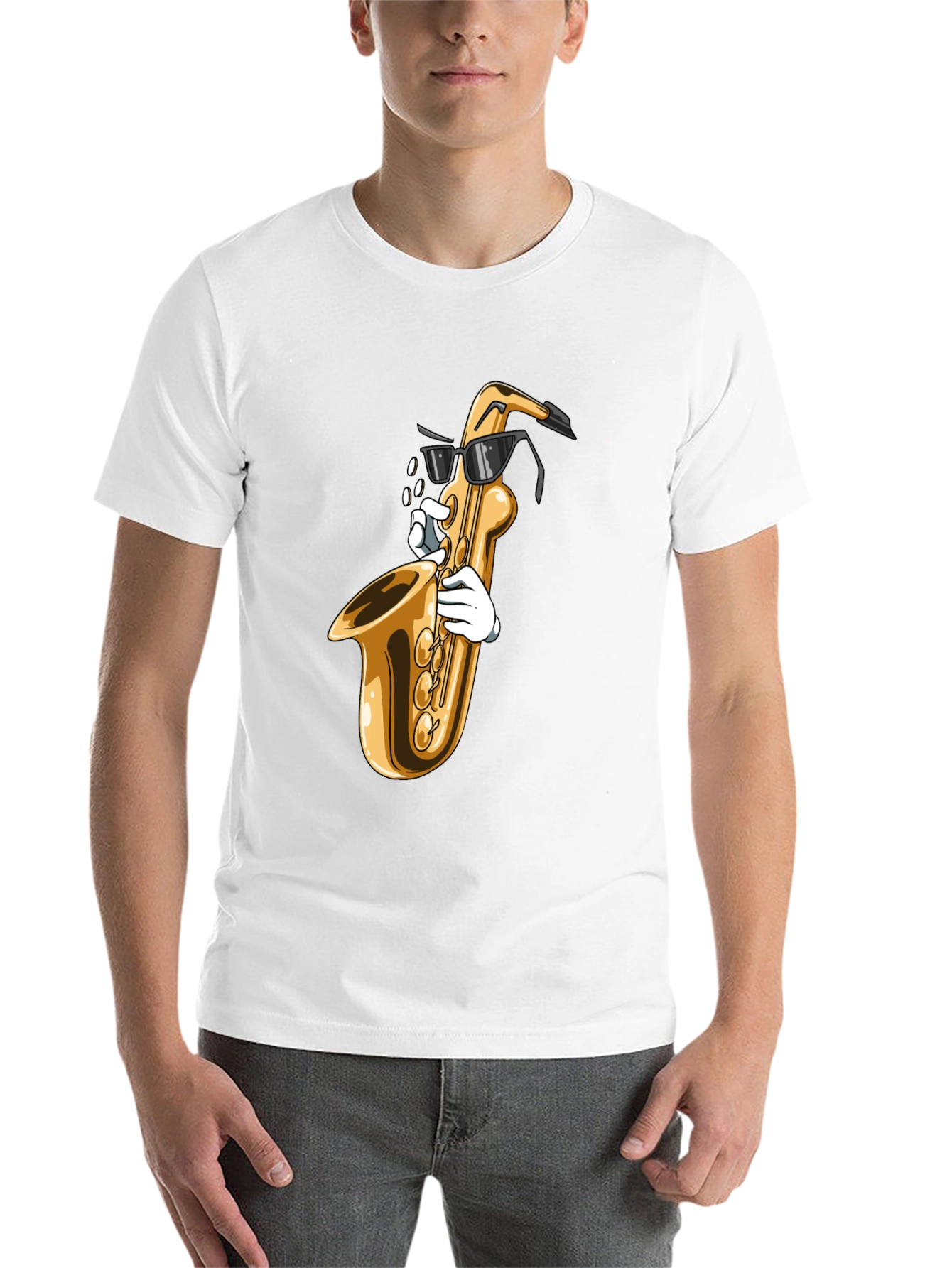 Black Cool Saxophone Graphic Tee - Music Lover Shirt view 14