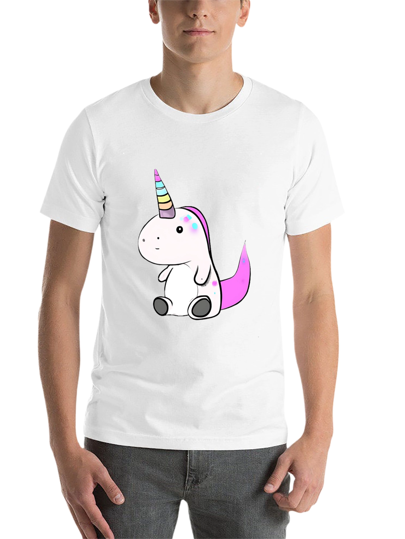 Black Cute Unicorn Graphic Tee - Black Cotton T-Shirt view 14