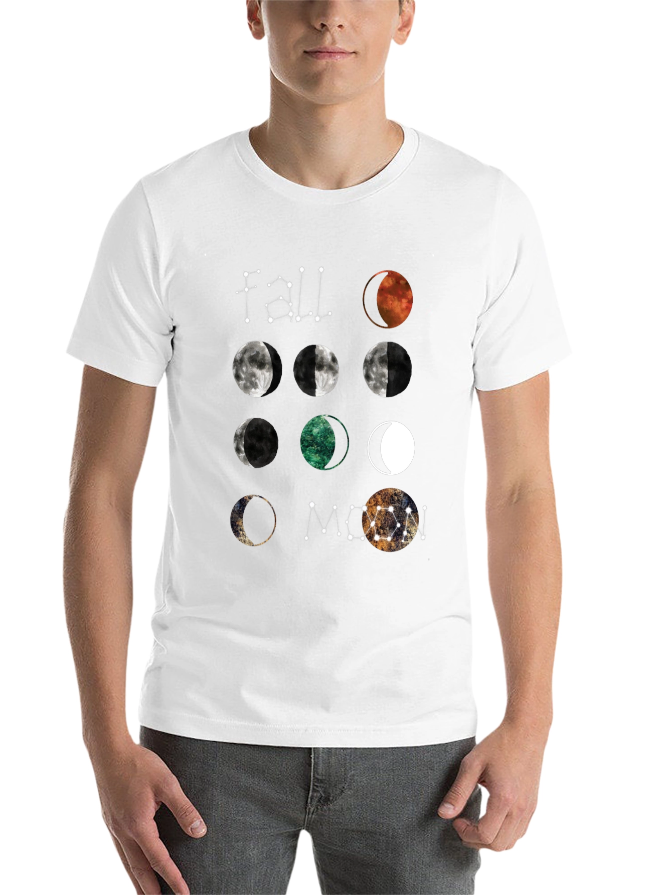 Black Moon Phases Graphic T-Shirt - Celestial Design view 14
