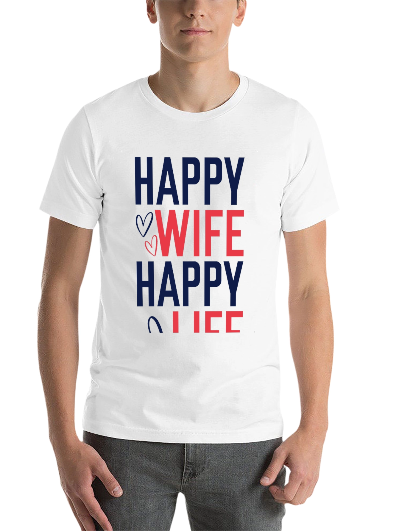 Black Happy Wife Happy Life Graphic T-Shirt view 14