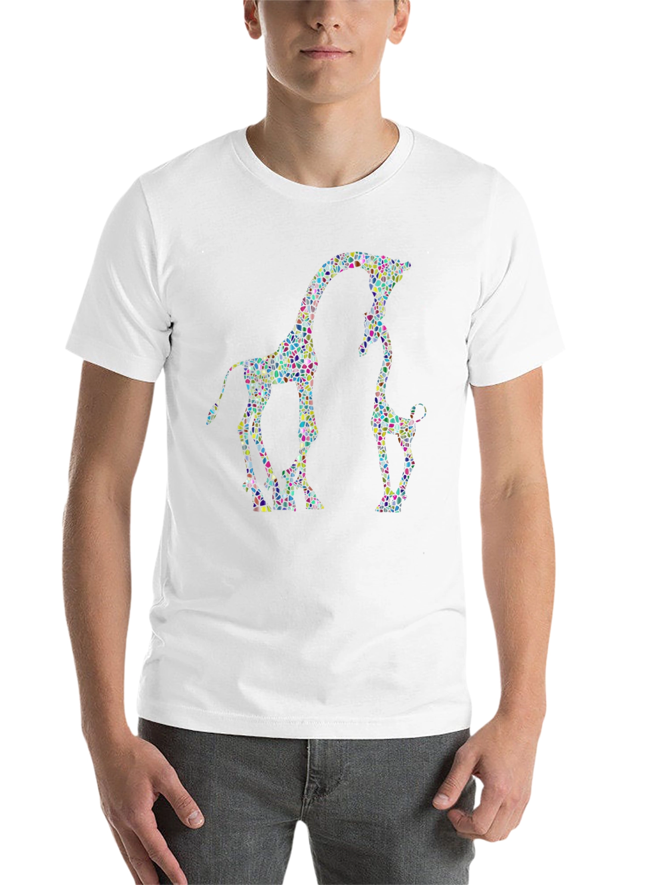 Black Giraffe Mosaic Graphic T-Shirt - Stylish Black Tee view 14