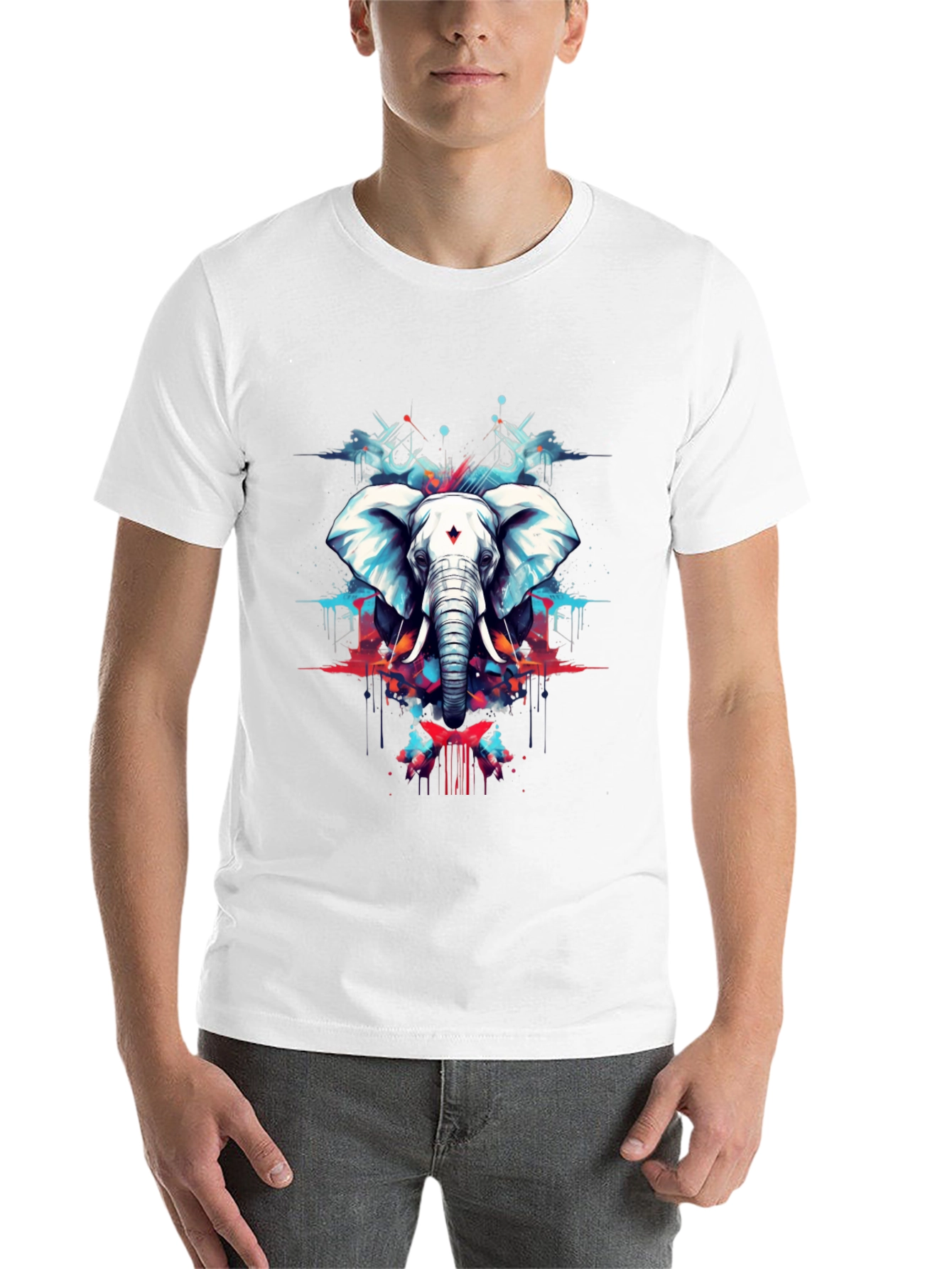 Black Elephant Art Black Tee - Stylish Graphic Print view 14