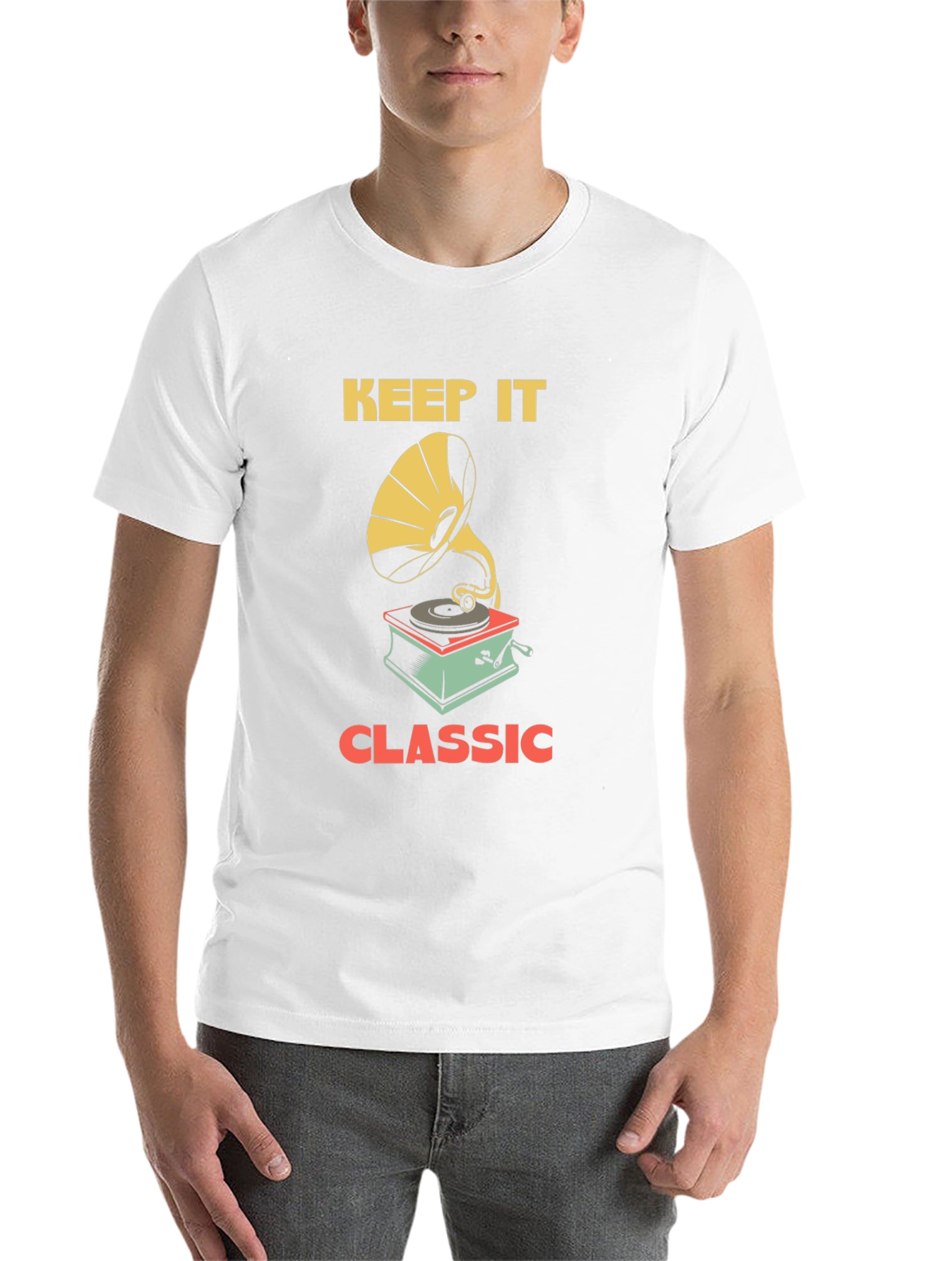 Black Keep It Classic Tee - Vintage Gramophone Design view 14