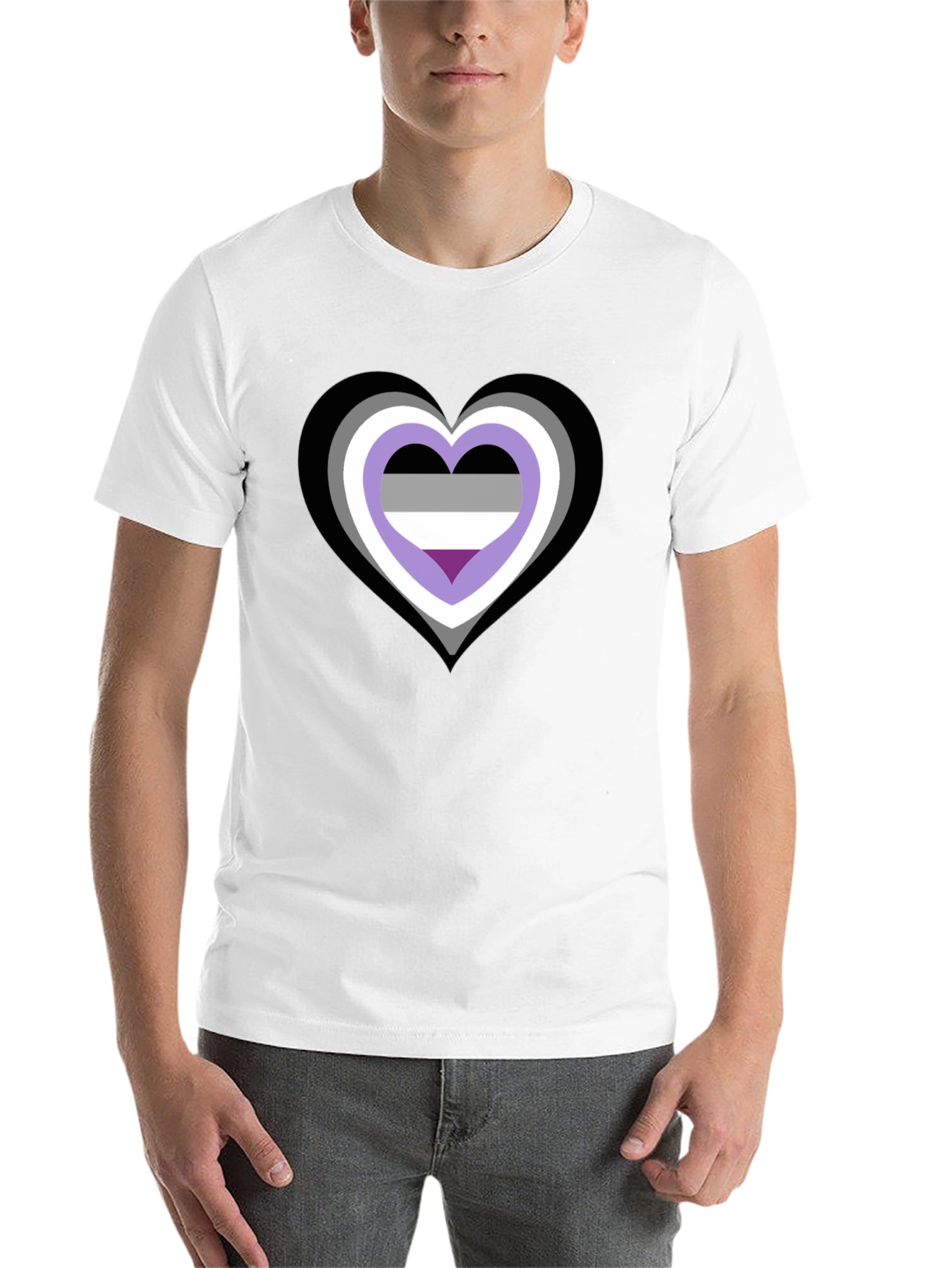 Black Asexual Pride Heart Graphic Tee - Black Cotton Blend view 14