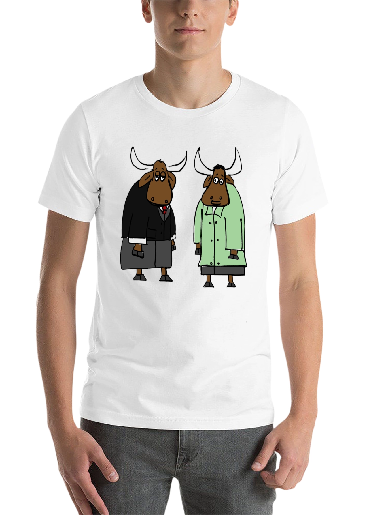 Black Cartoon Buffalo Black T-Shirt view 14