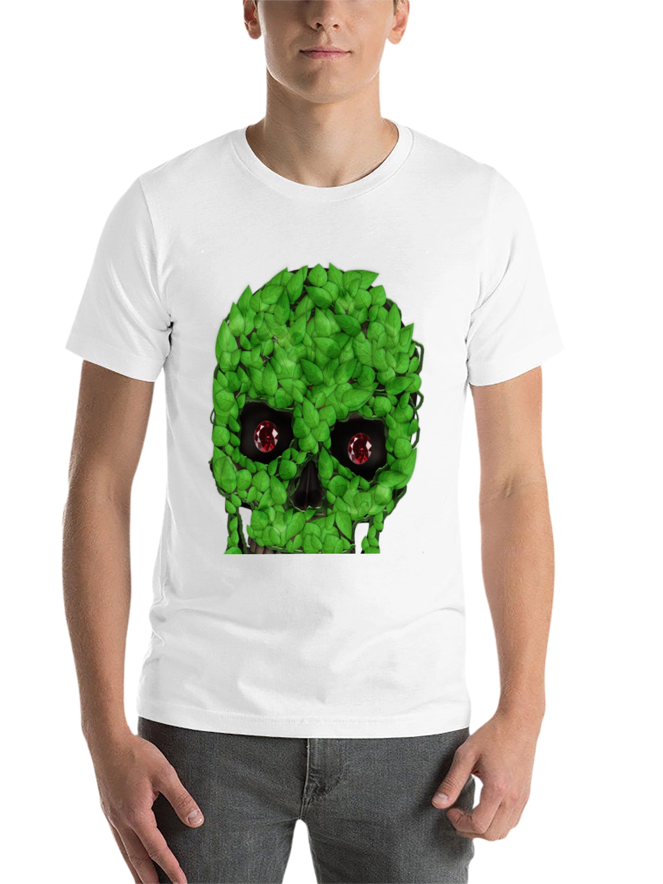 Black Leaf Skull Graphic T-Shirt - Unique Design view 14