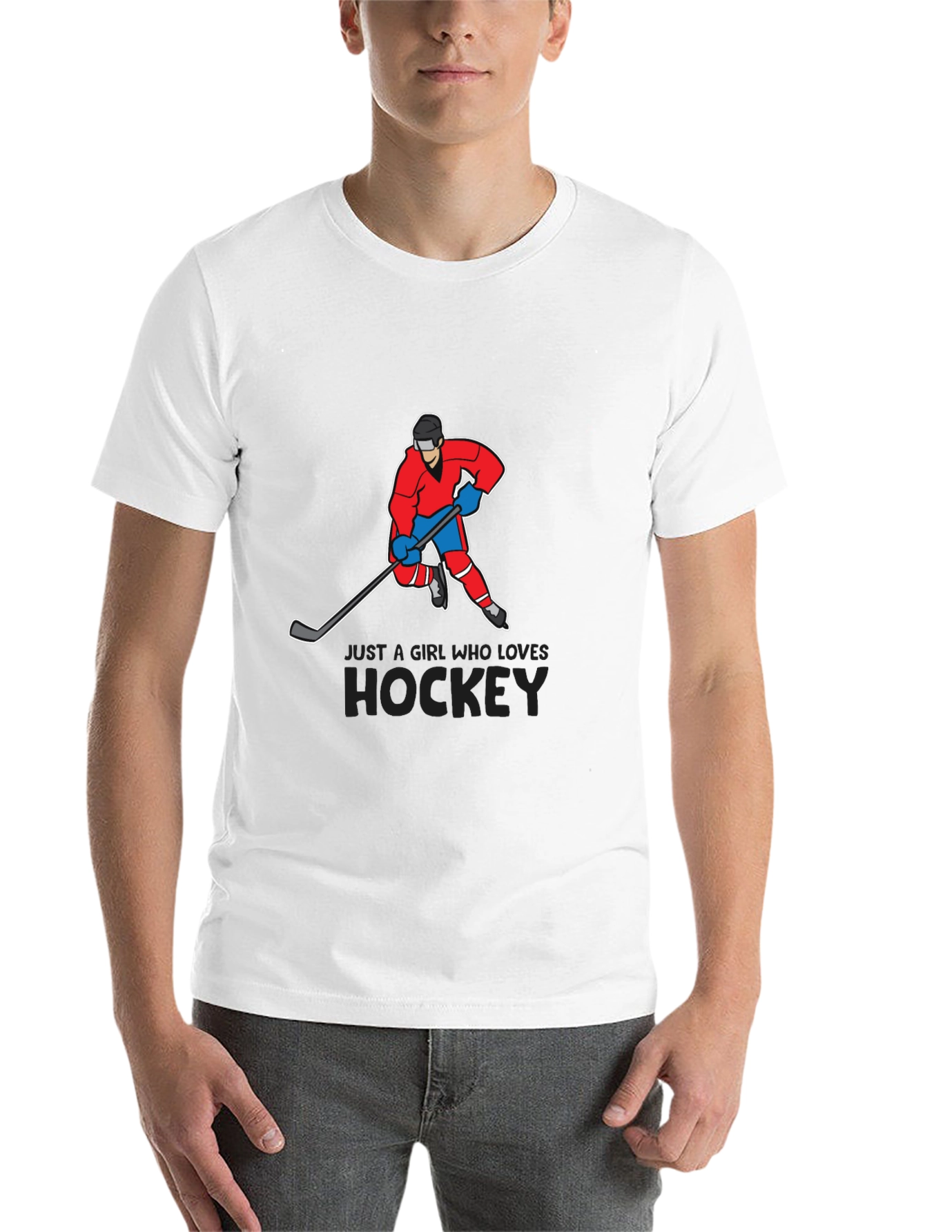 Black Hockey Lover T-Shirt - Just a Girl Who Loves Hockey Tee view 14