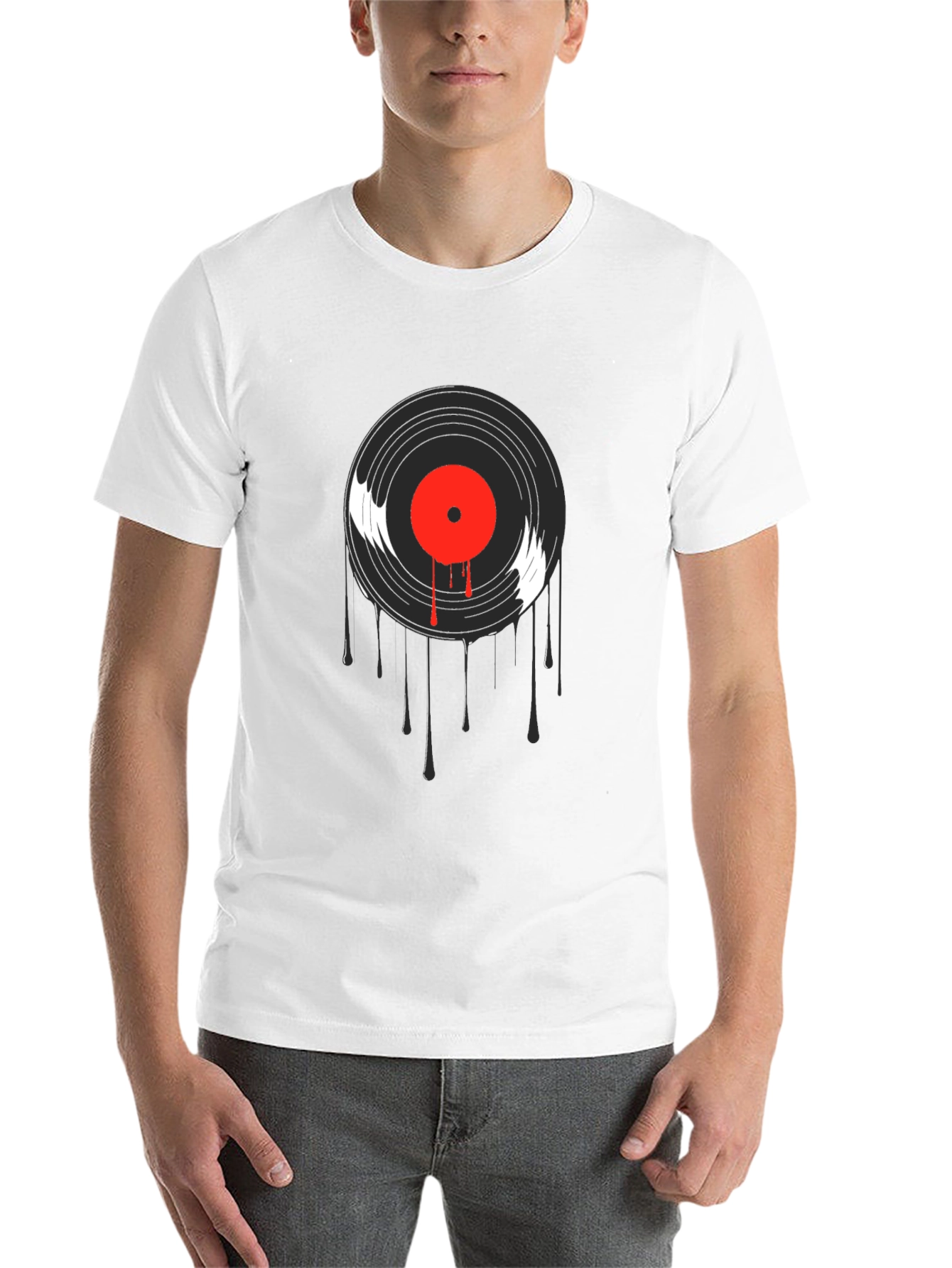 Black Retro Vinyl Record Graphic T-Shirt view 14