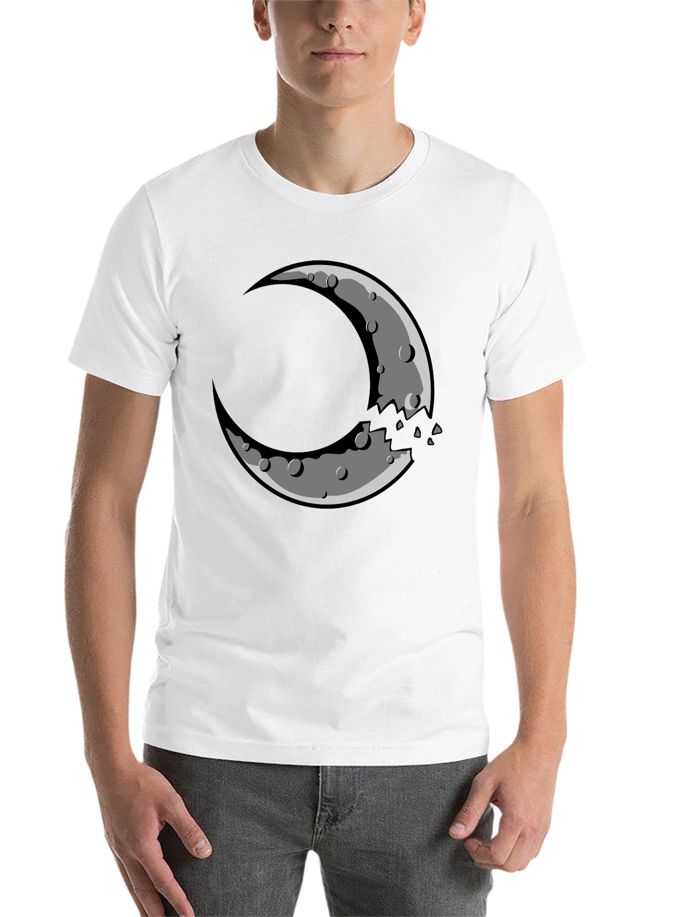 Black Crescent Moon Graphic Tee - Black Cotton Blend Shirt view 14