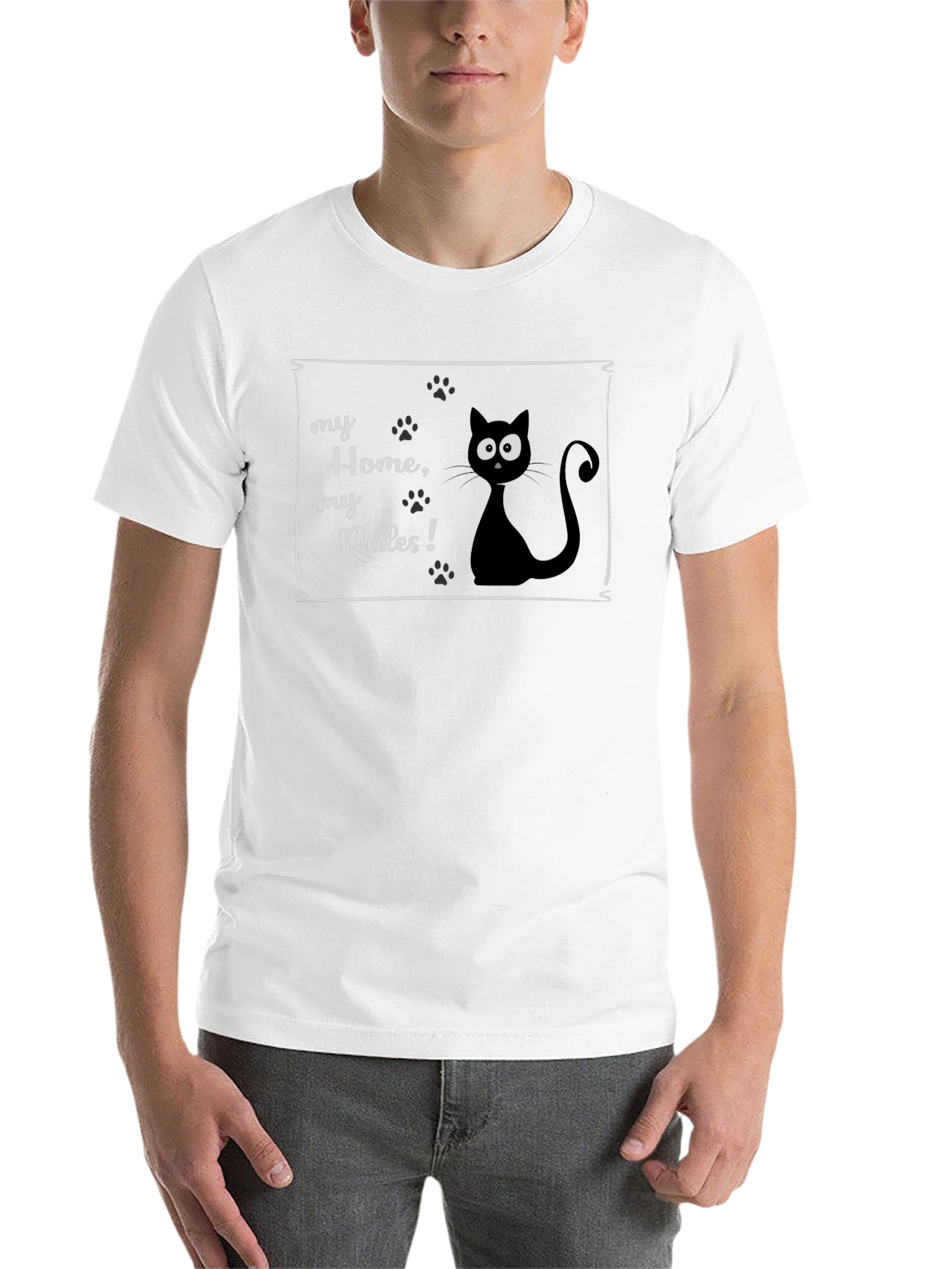 Black My Home, My Rules Cat T-Shirt view 14