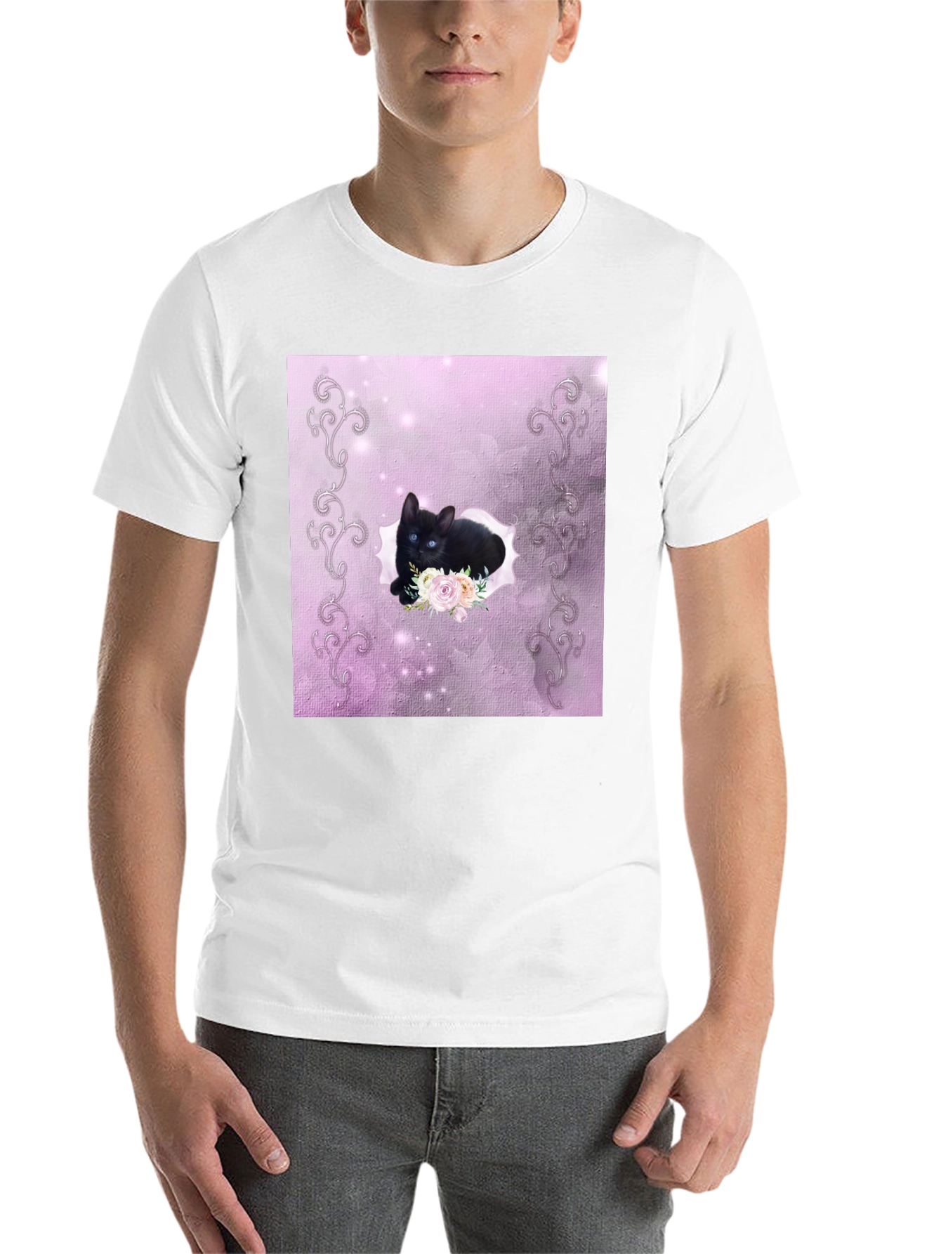 Black Black Kitten Floral T-Shirt view 14
