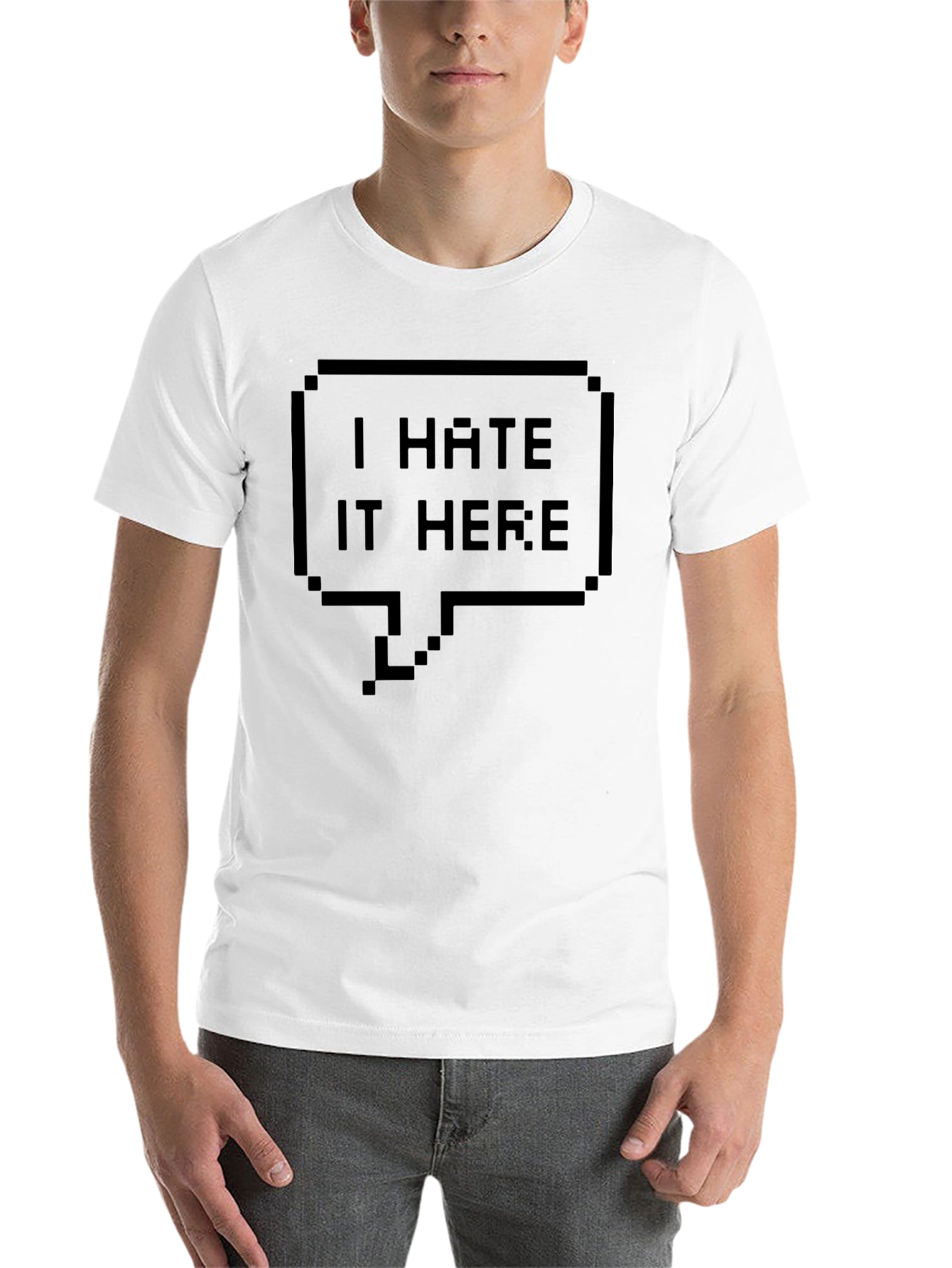 Black I Hate It Here Graphic Tee - Pixel Art Shirt view 14