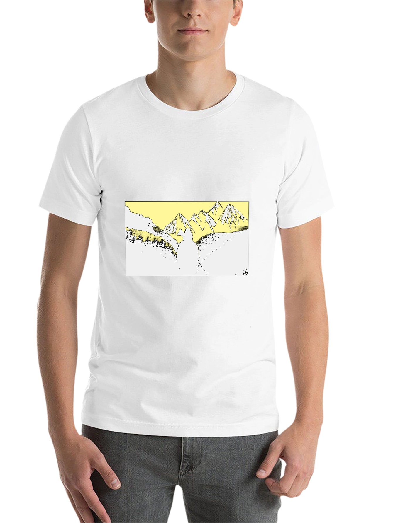 Black Black T-Shirt with Mountain Landscape Graphic view 14