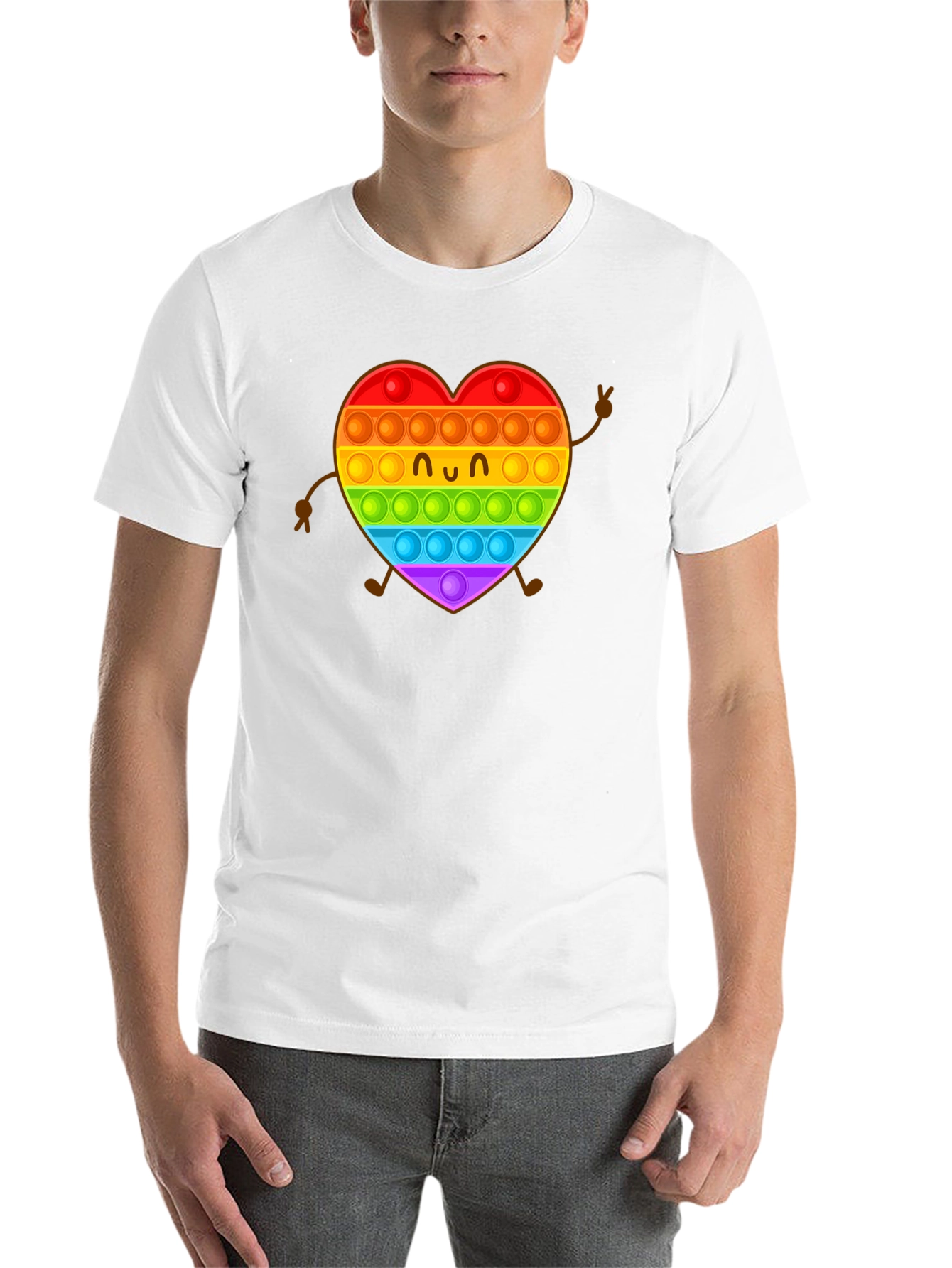 Black Rainbow Heart Pop It Graphic Tee view 14