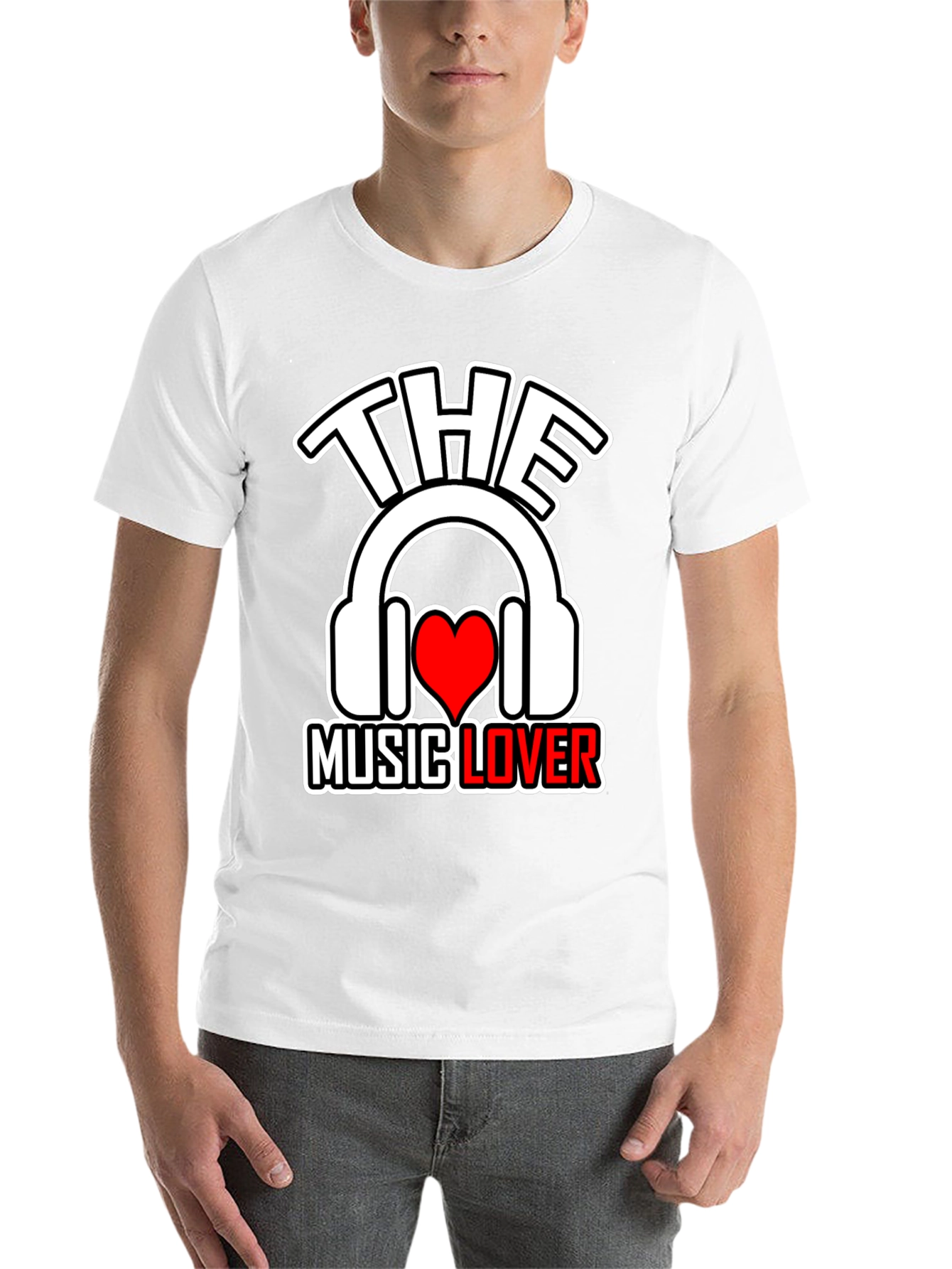 Black The Music Lover T-Shirt - Headphones & Heart view 14