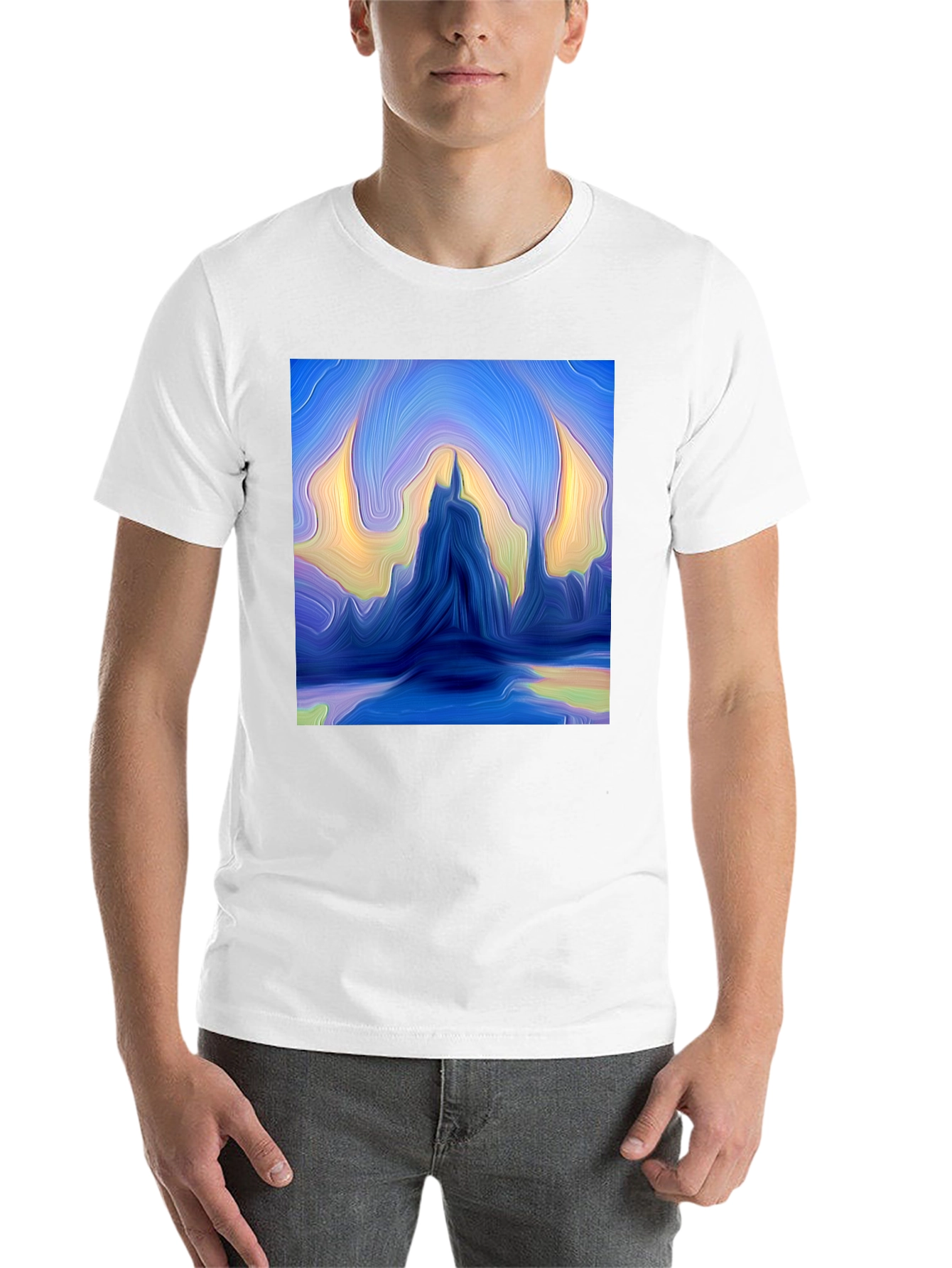 Black Abstract Mountains Graphic Tee view 14
