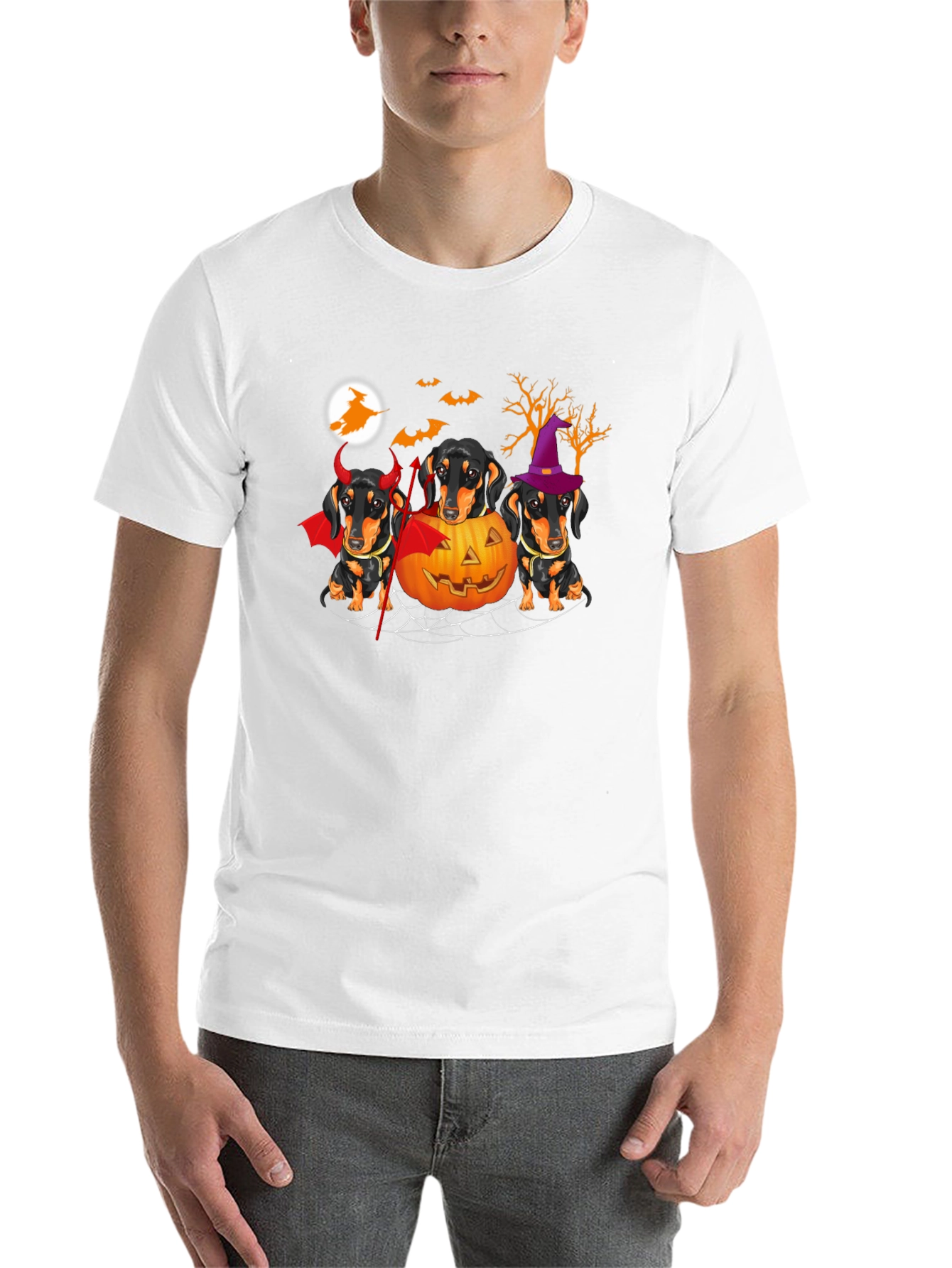 Black Halloween Dachshund T-Shirt view 14