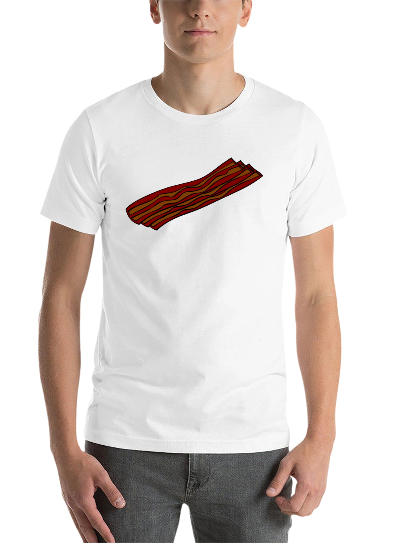 Bacon Strip Graphic Tee - Black Cotton T-Shirt - 14