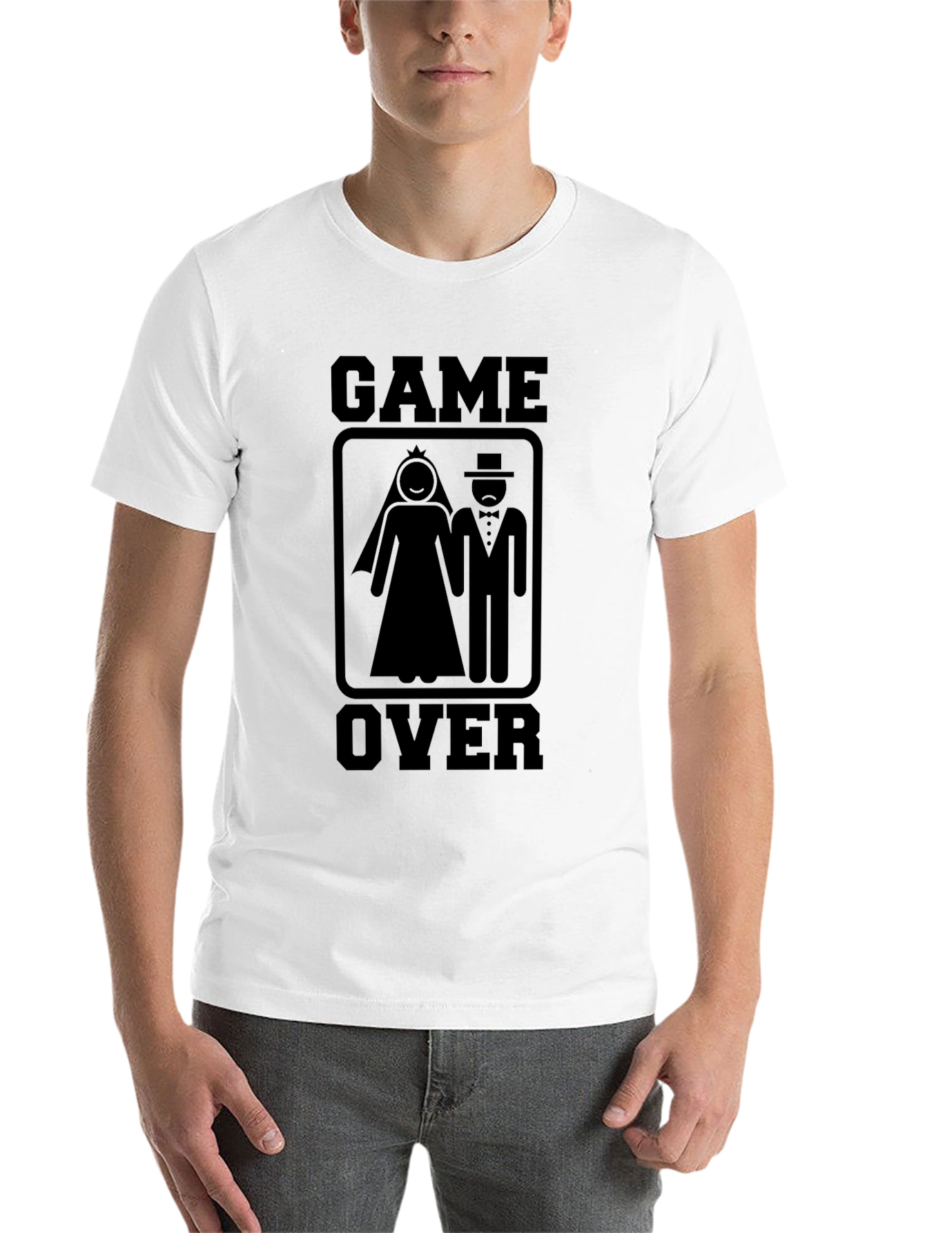 Black Game Over Wedding T-Shirt - Funny Newlywed Tee view 14