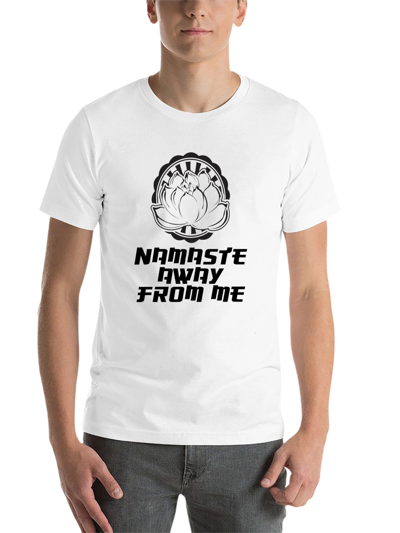 Black Namaste Away From Me Black Graphic T-Shirt view 14