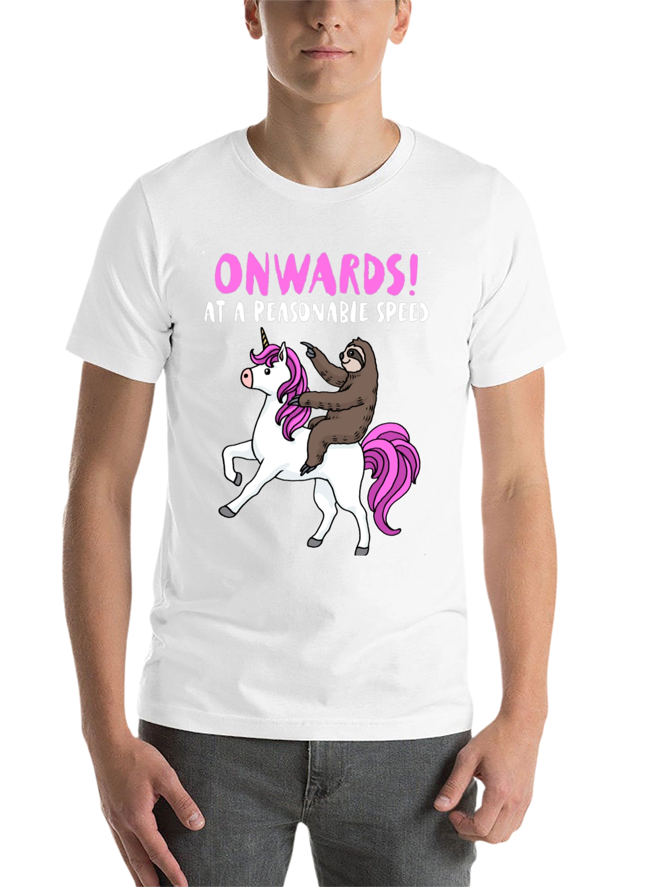 Black Sloth Riding Unicorn Graphic T-Shirt view 14