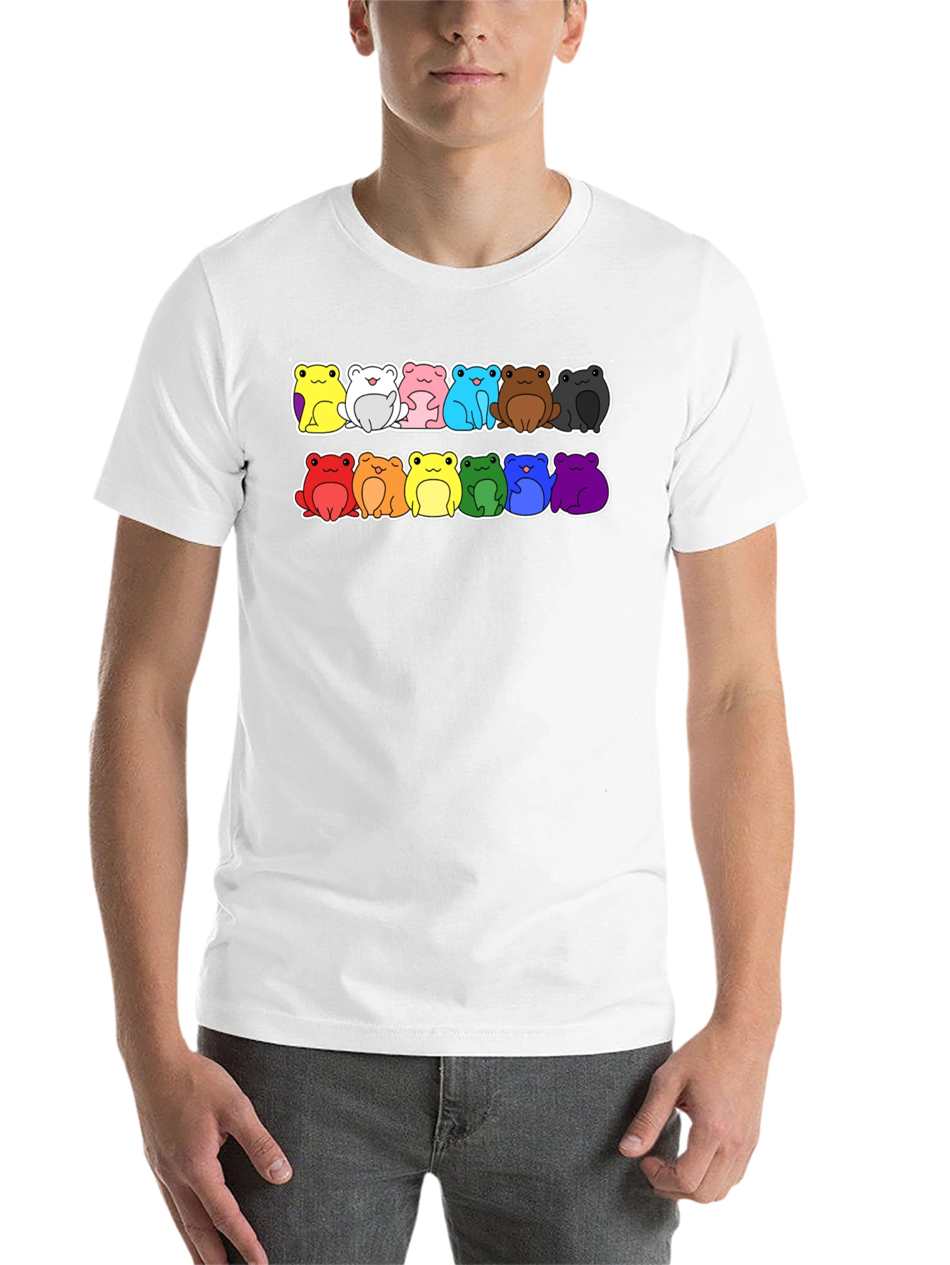 Black Rainbow Frog T-Shirt - Black Cotton Crew Neck Tee view 14