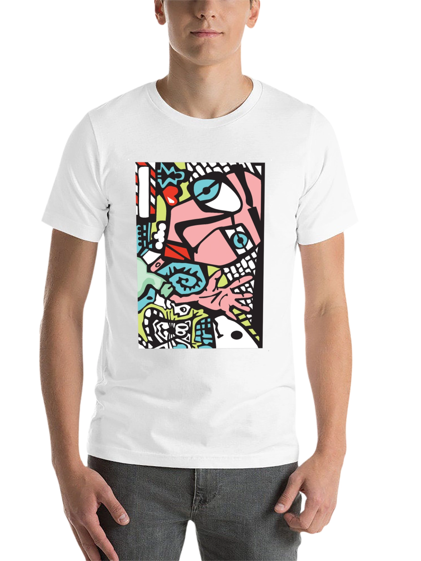 Black Abstract Graphic Print Black Crew Neck T-Shirt view 14