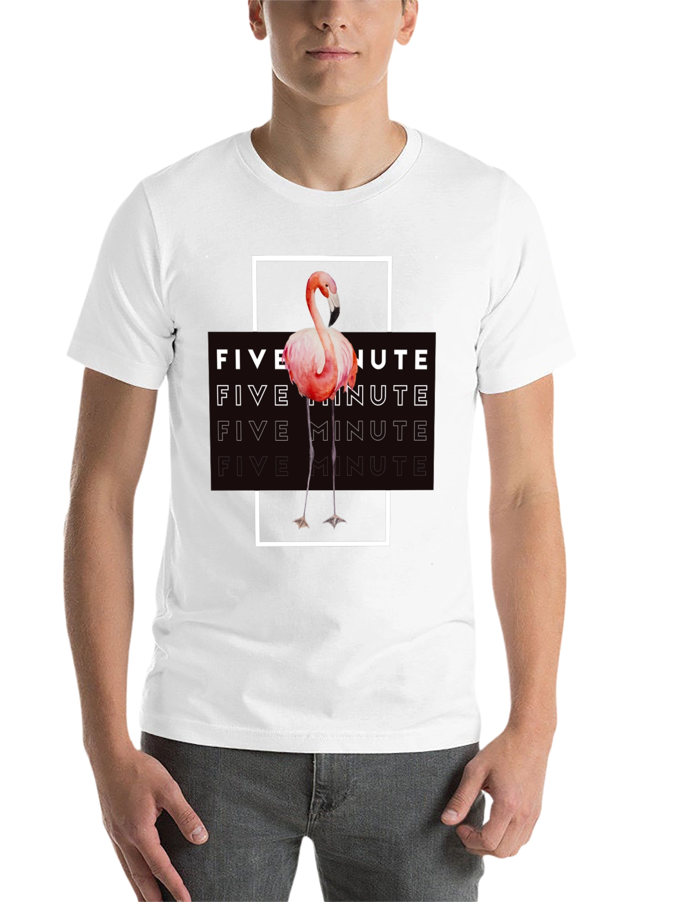 Black Five Minute Flamingo Graphic Tee - Trendy Black T-Shirt view 14