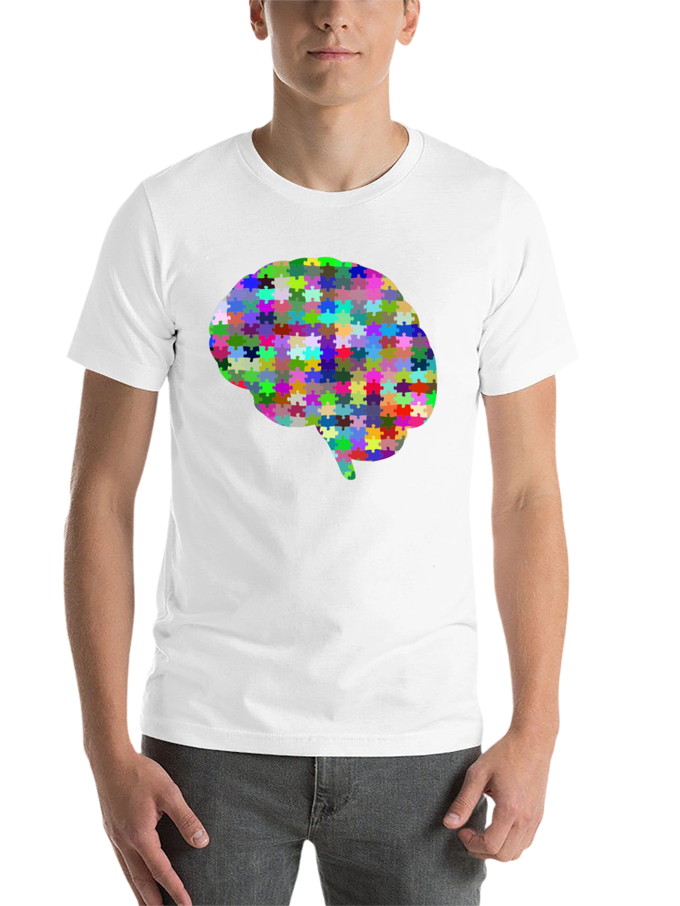 Black Brain Puzzle T-Shirt - Colorful Mind Tee view 14