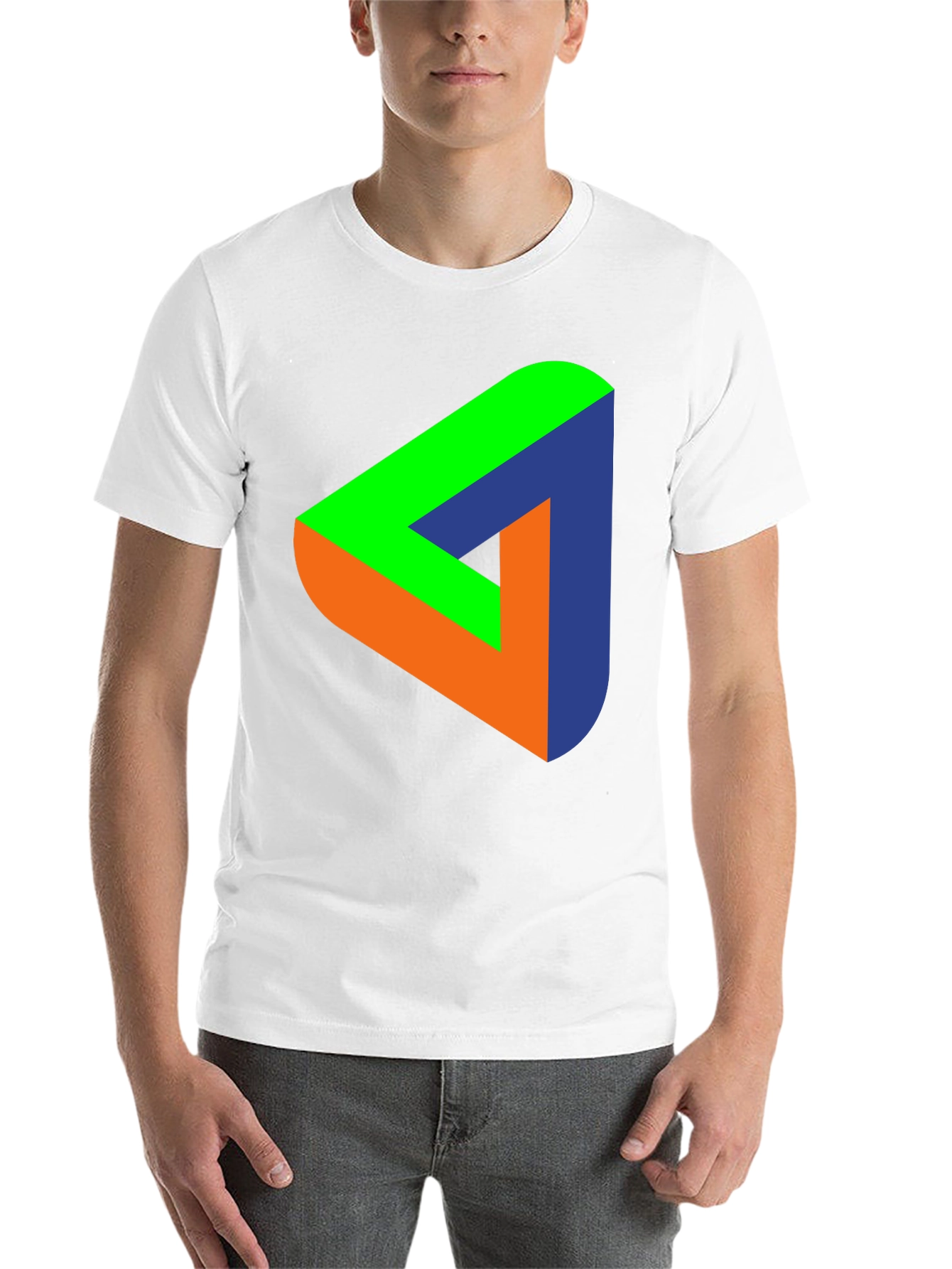 Black Optical Illusion Triangle Graphic T-Shirt view 14