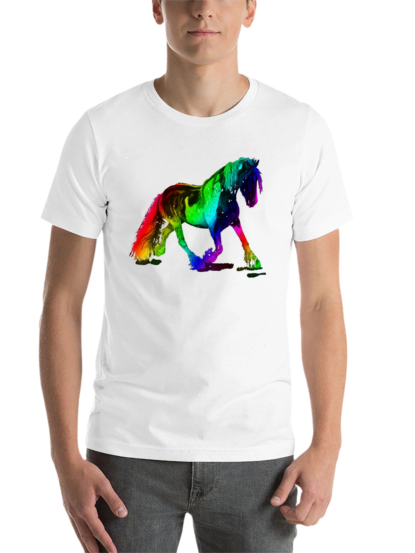 Black Rainbow Horse Graphic Print Black Tee view 14