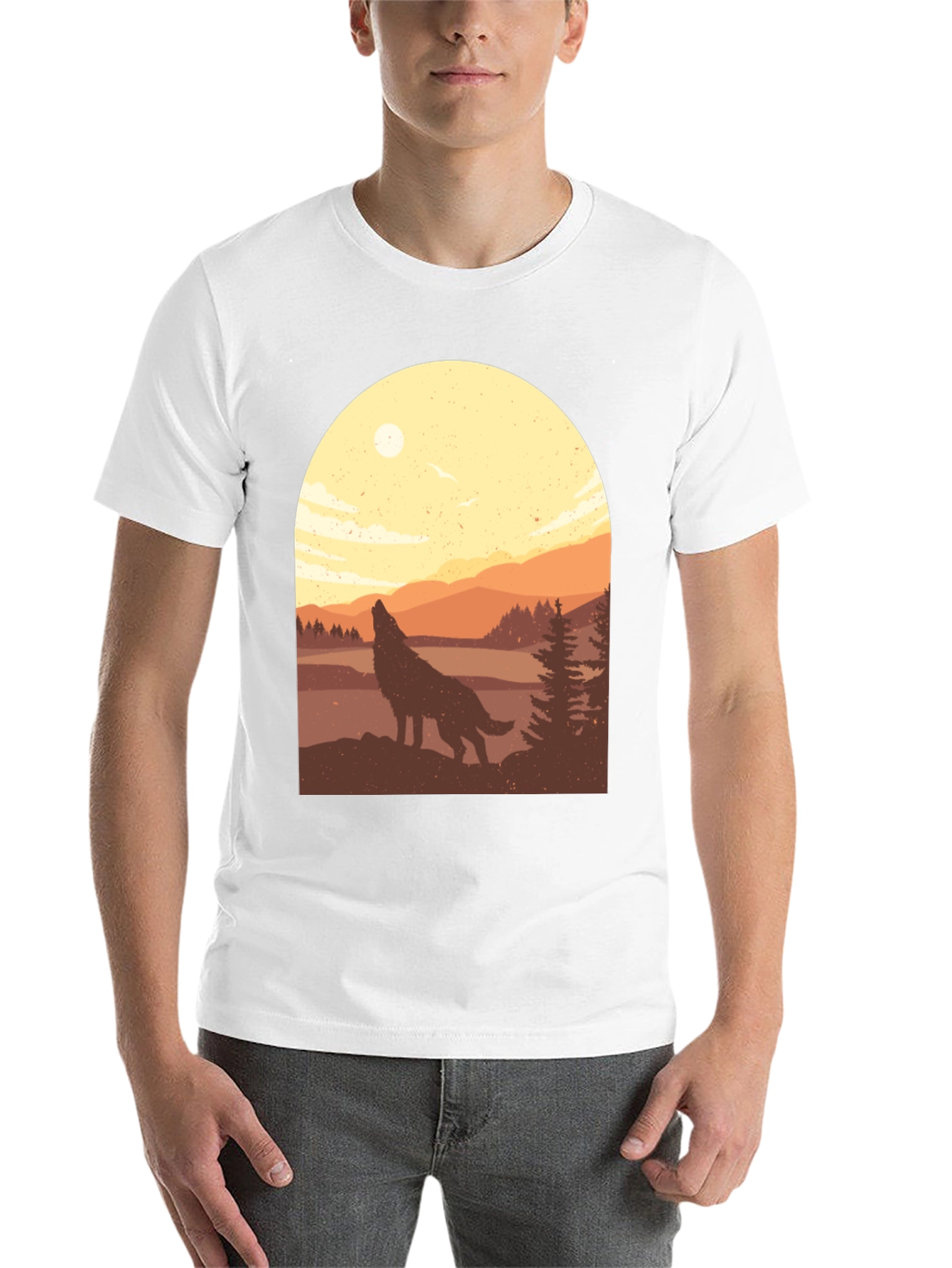 Black Wolf Silhouette Graphic Tee - Nature Inspired T-Shirt view 14