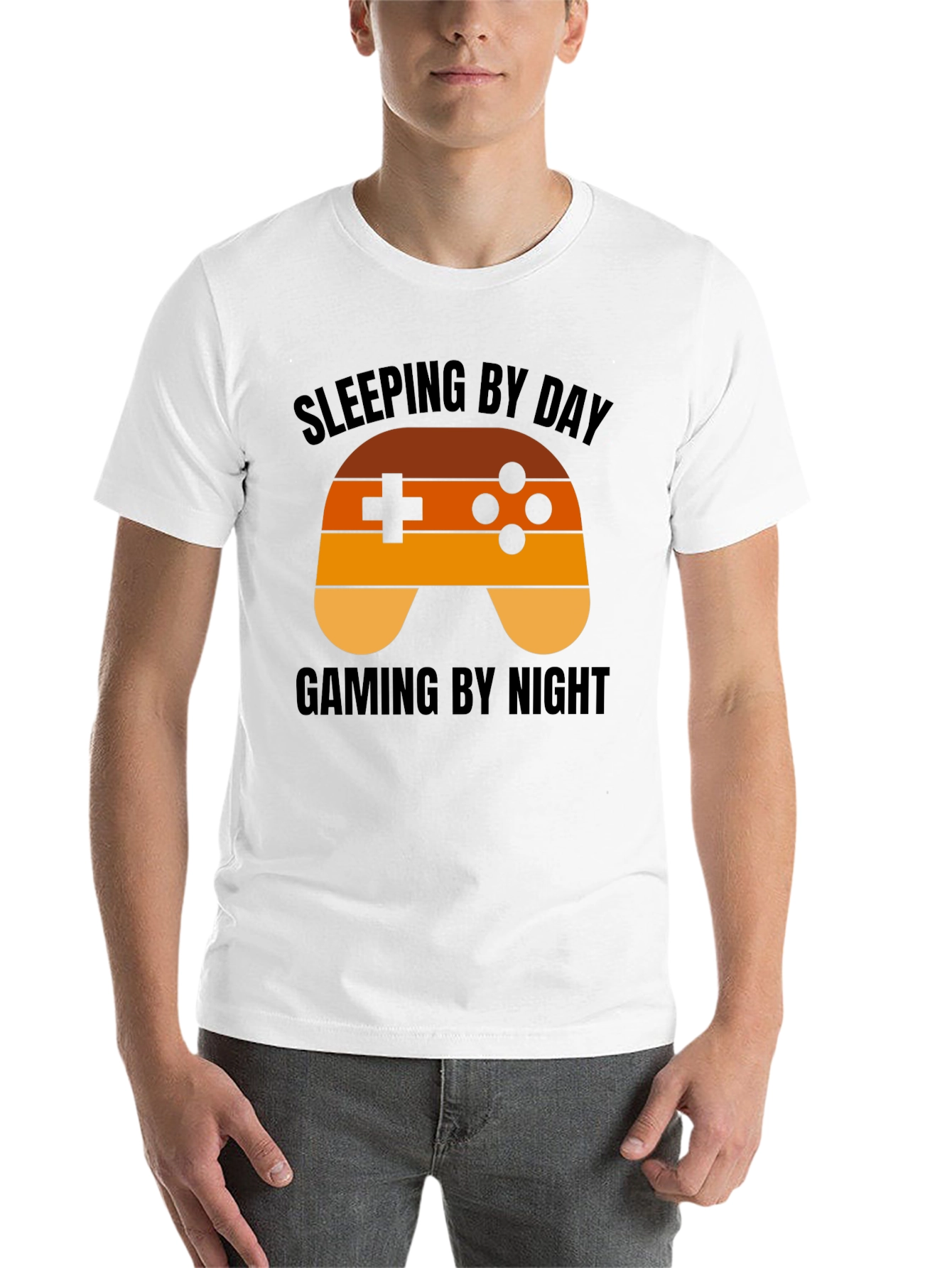 Black Gamer T-Shirt - Sleeping By Day, Gaming By Night view 14