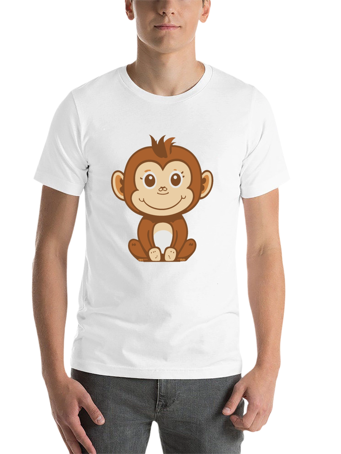 Black Cute Monkey Graphic Black T-Shirt view 14