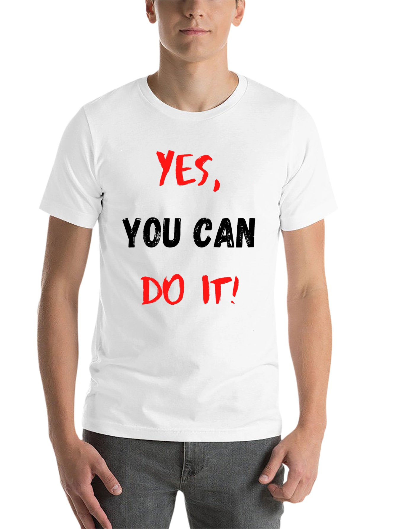 Black Motivational Black T-Shirt: Yes, You Can Do It! view 14