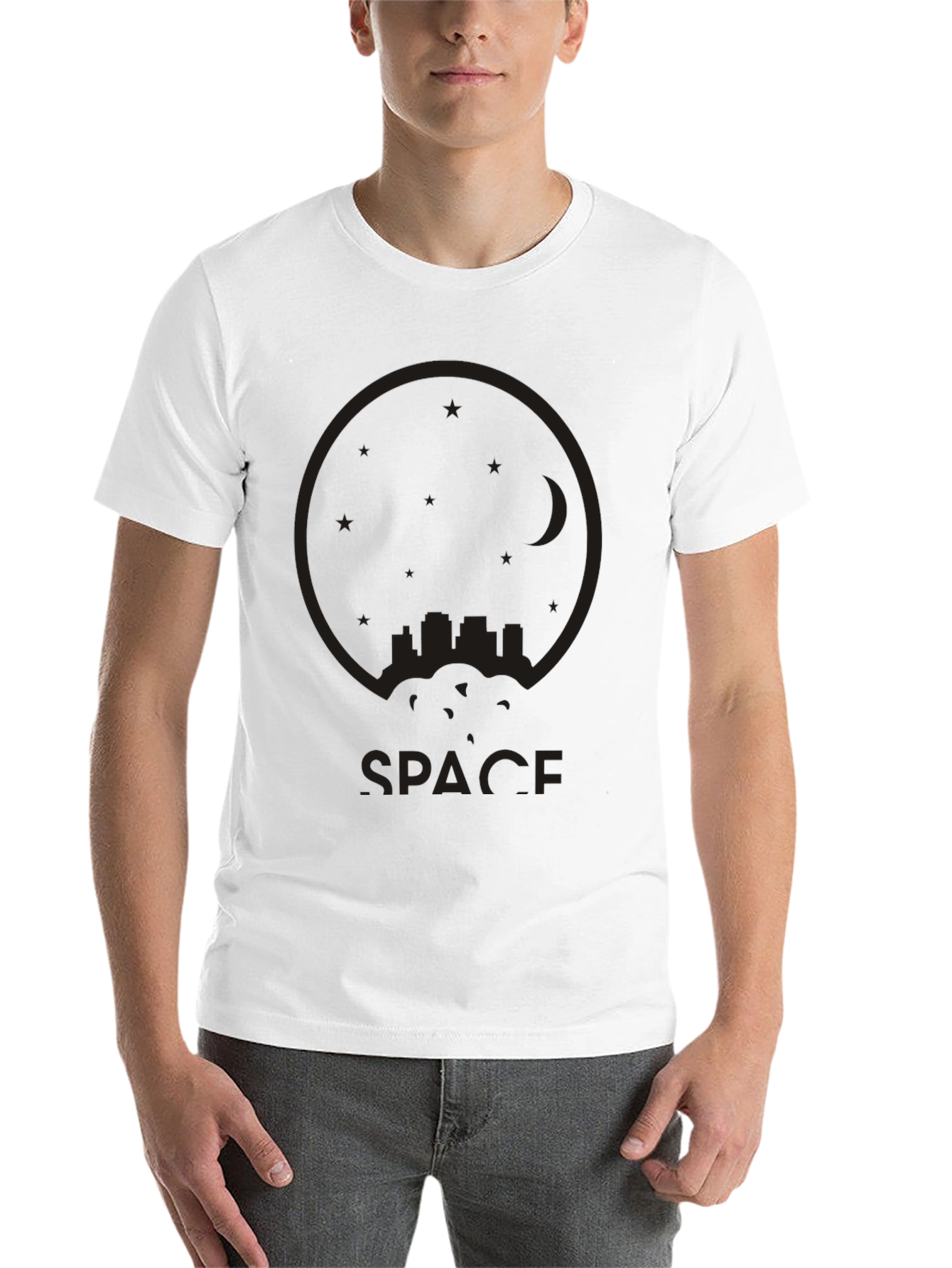 Black Space Cityscape Black T-Shirt view 14