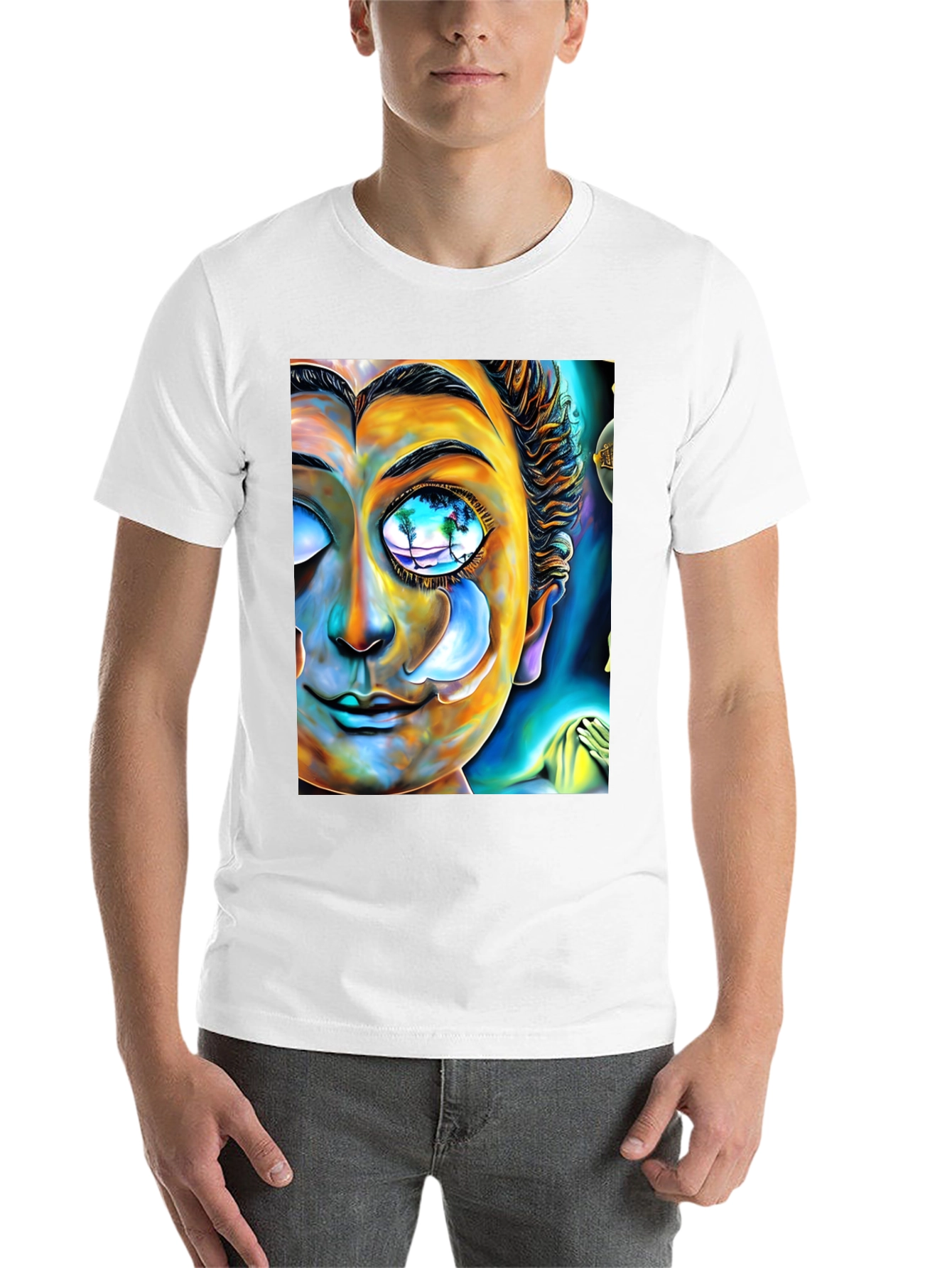 Black Abstract Buddha Face Graphic Tee - Unique Artistic Design view 14