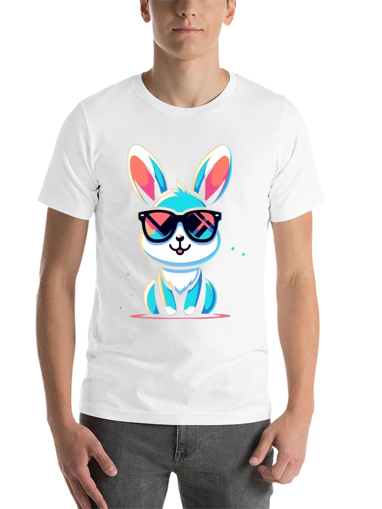 Black Cool Bunny Graphic Tee - Stylish Unisex T-Shirt view 14