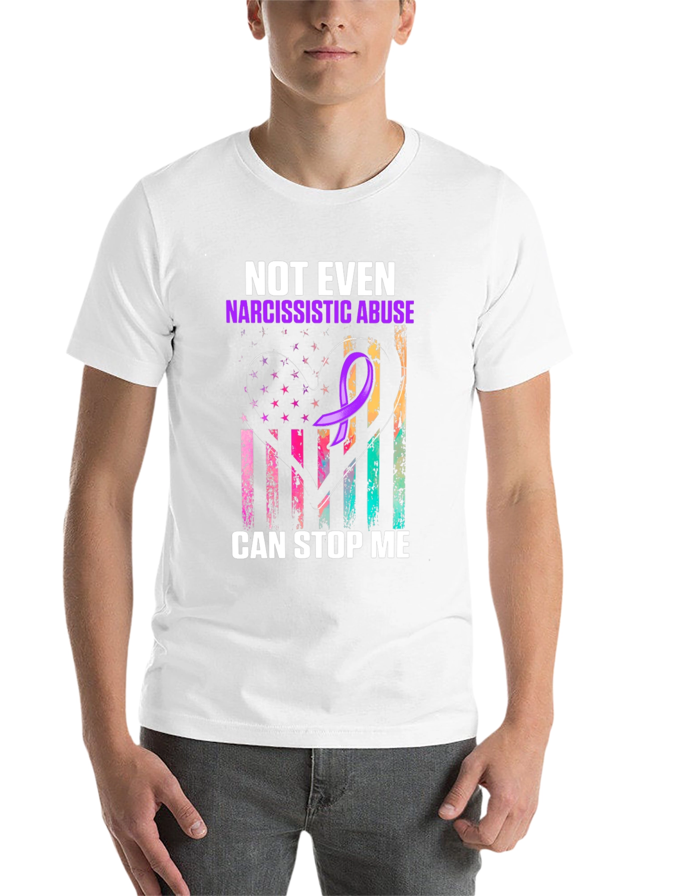 Black Narcissistic Abuse Awareness T-Shirt: "Can't Stop Me" view 14