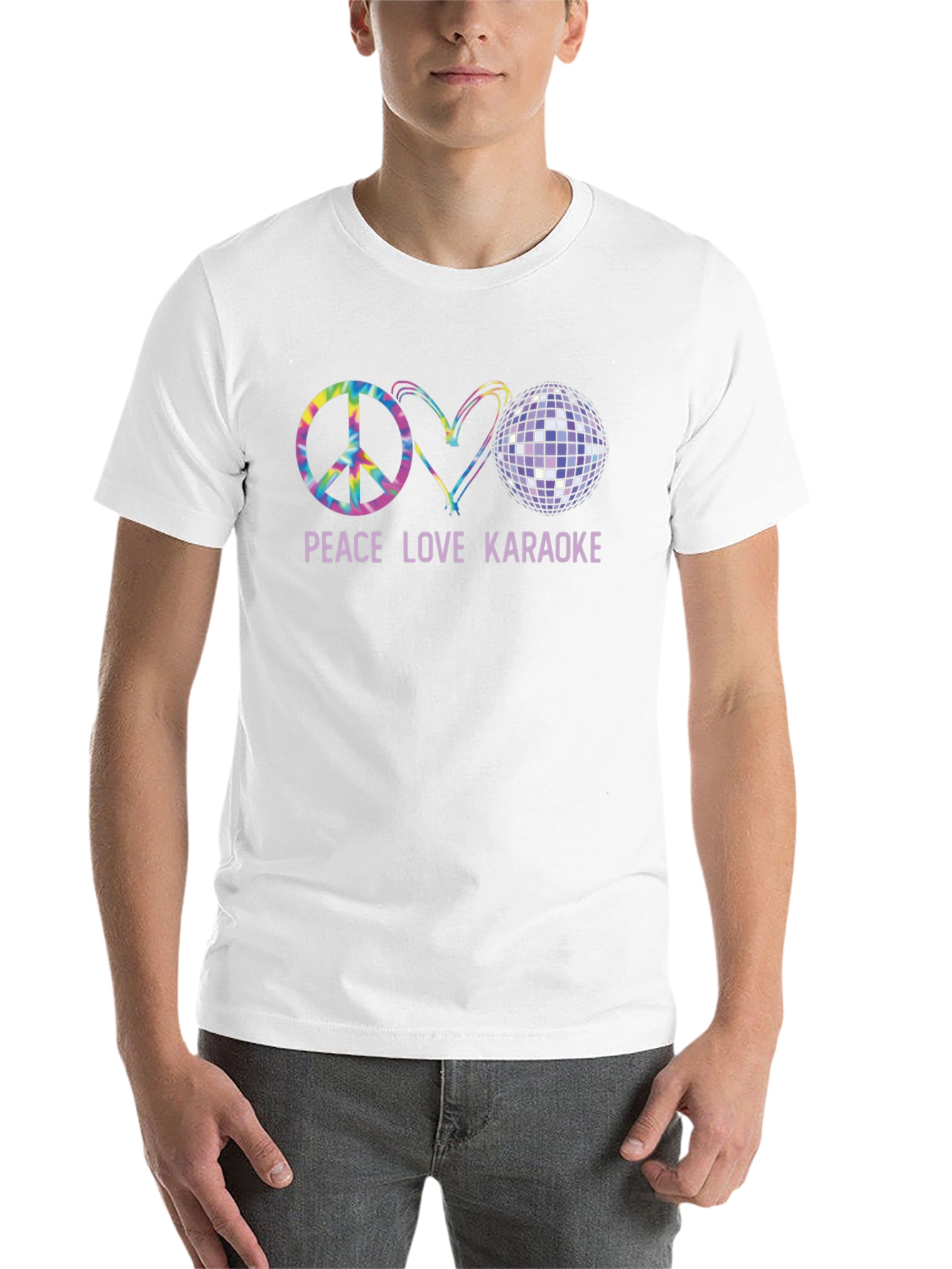 Black Peace Love Karaoke T-Shirt view 14