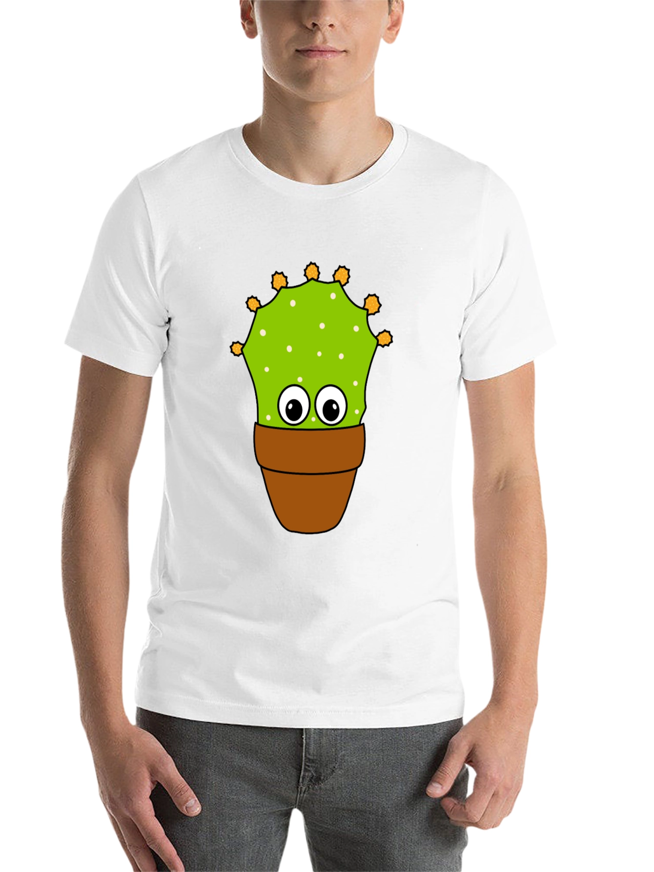 Black Funny Cactus Potted Plant Graphic Tee - Black view 14