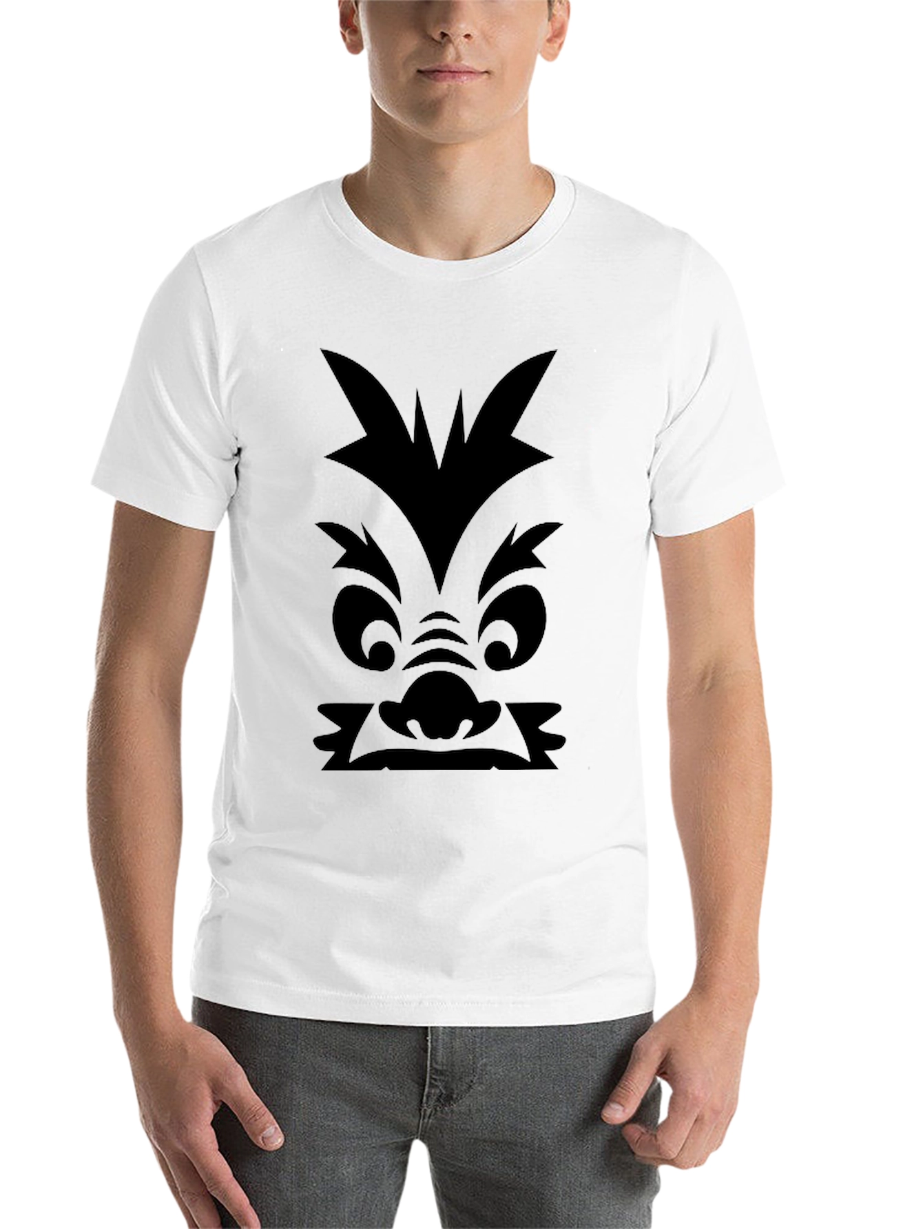 Black Monster Face Graphic Print Black T-Shirt view 14